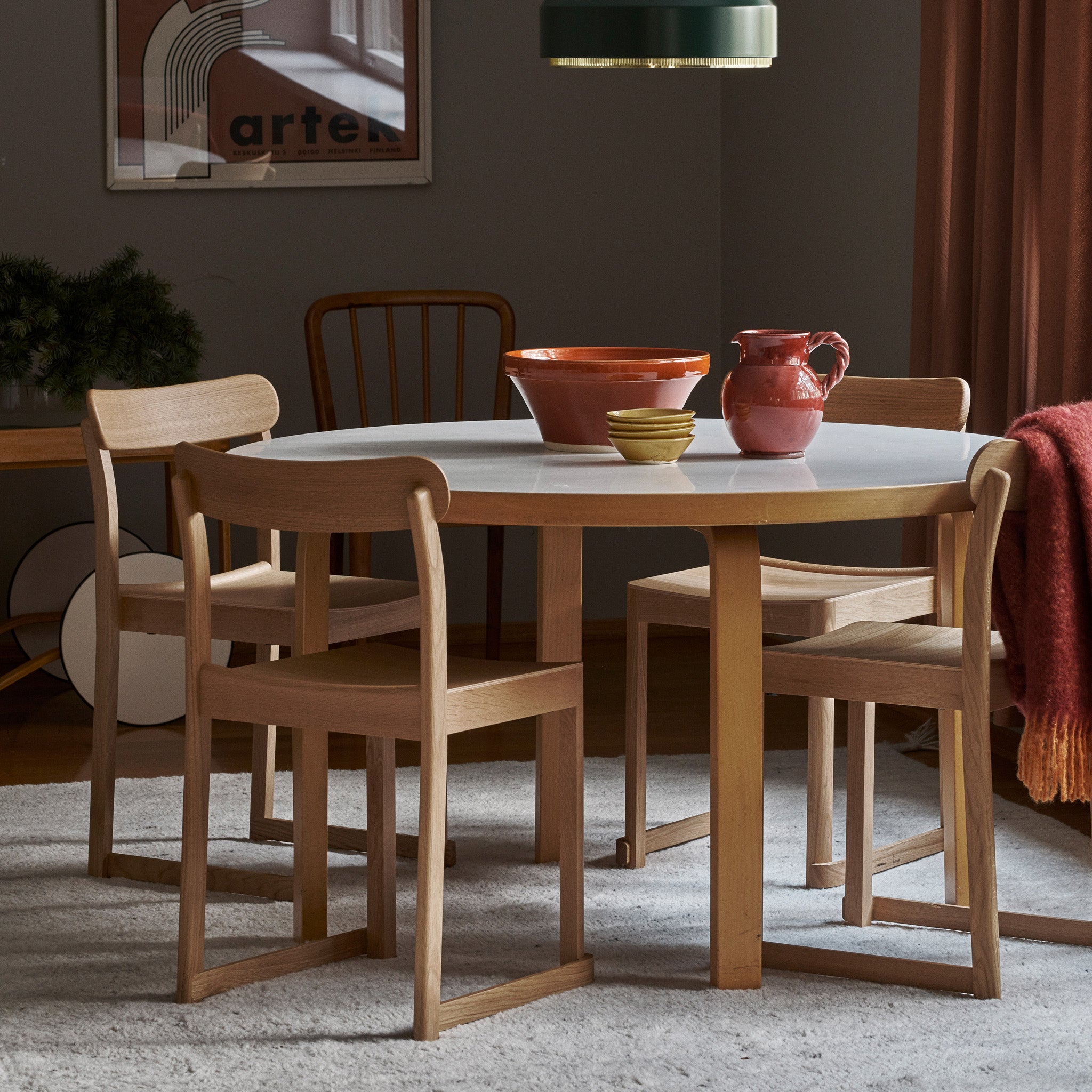 Artek Aalto Round Dining Table - Solid Birch Wood, 49.25"
