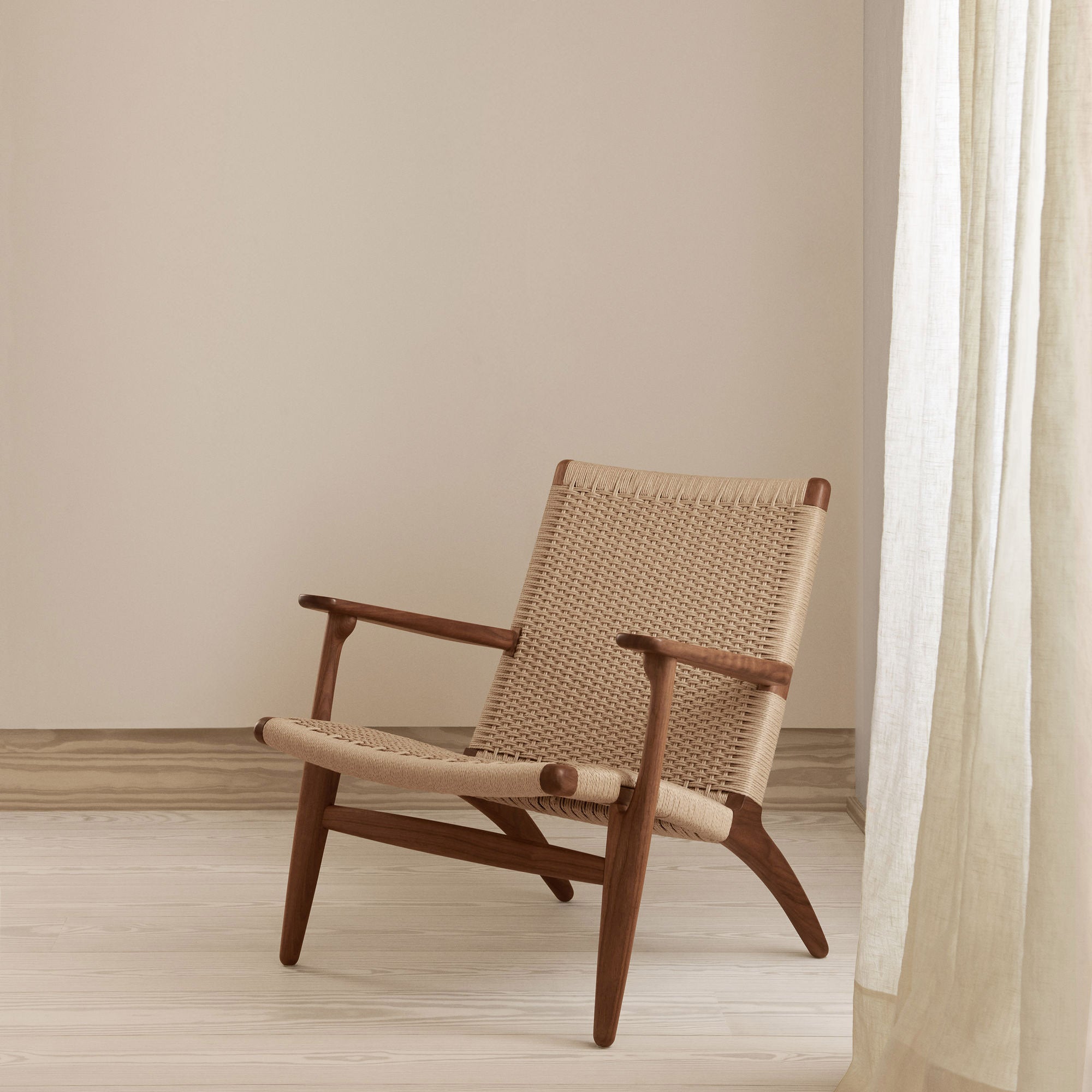Hans Wegner CH25 Lounge Chair - Mid-Century Modern Oak Paper Cord
