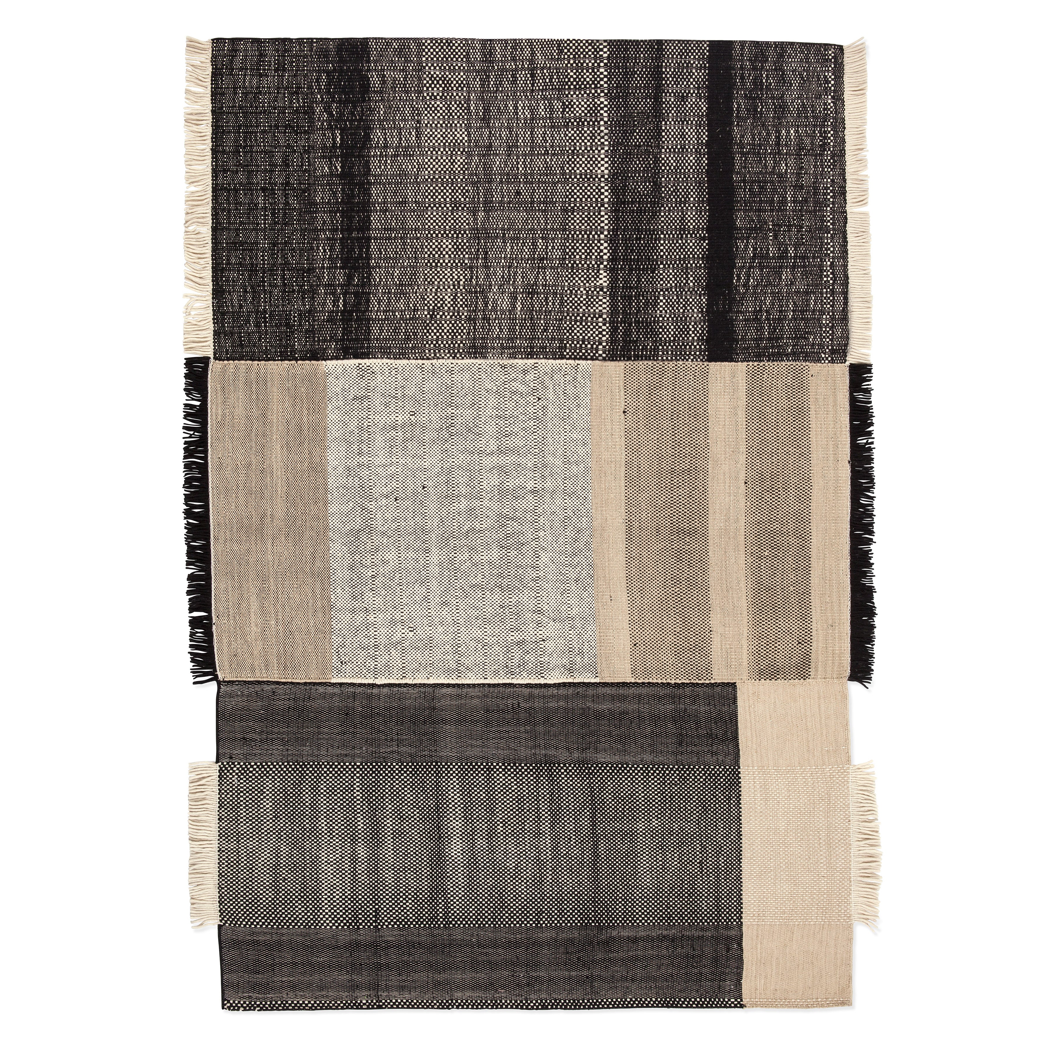 Nanimarquina Tres Handwoven Wool Rug - Black Flat-Weave