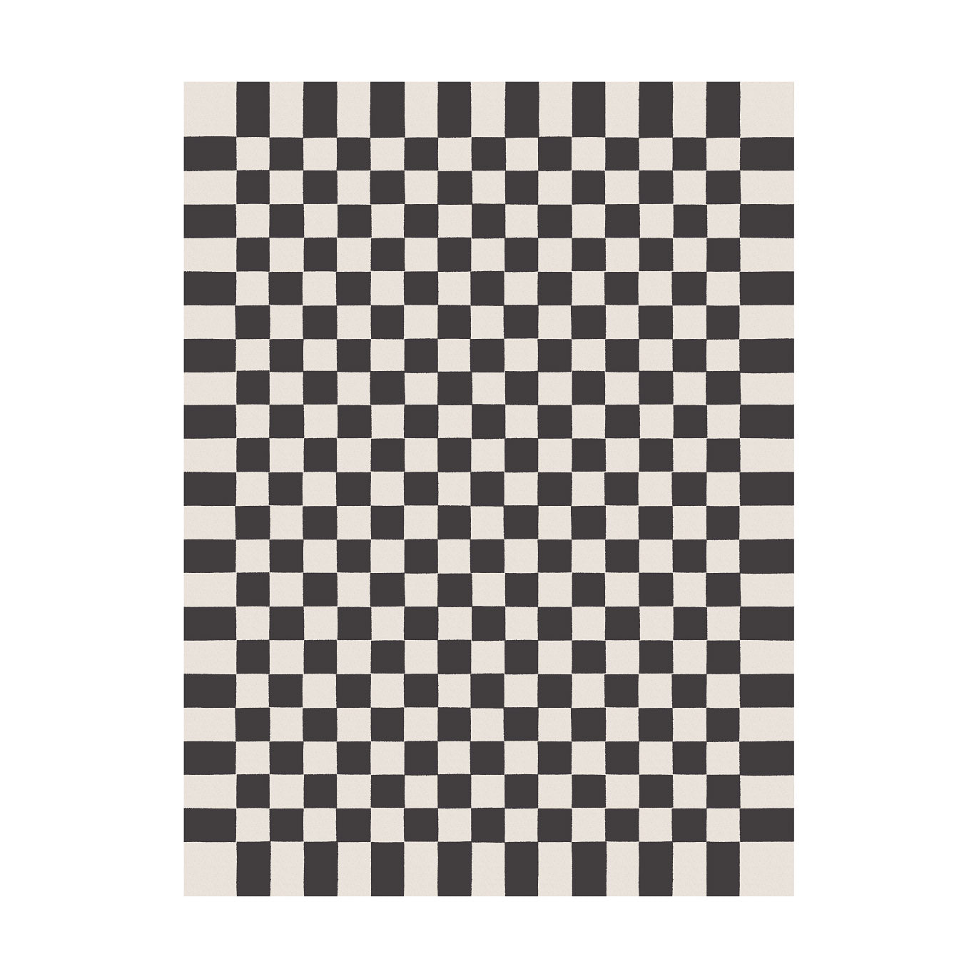 Maharam Alexander Girard Cotton Check Rug - Black Ecru Mid-Century Design