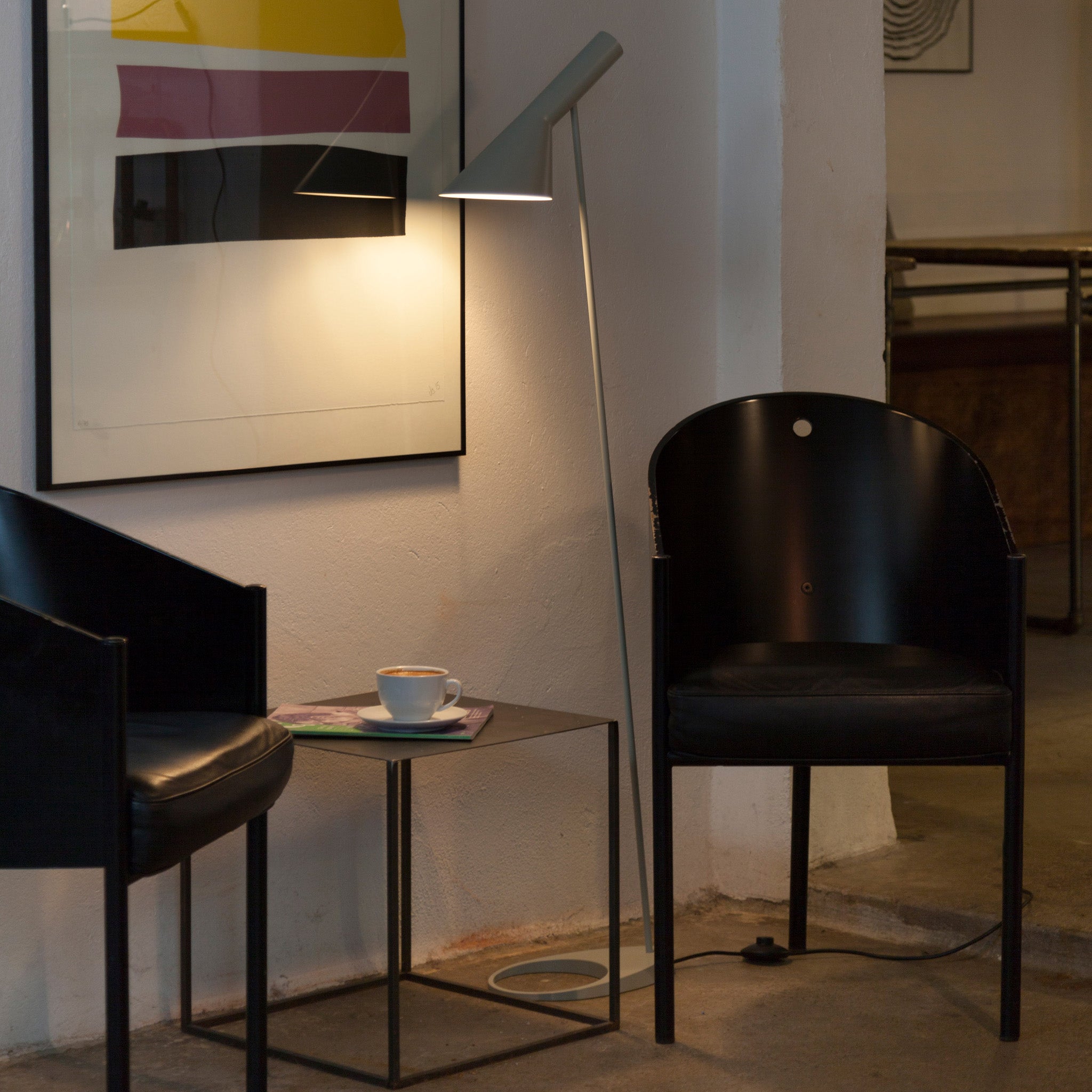 Arne Jacobsen AJ Floor Lamp - Adjustable Reading Light in Pale Petroleum