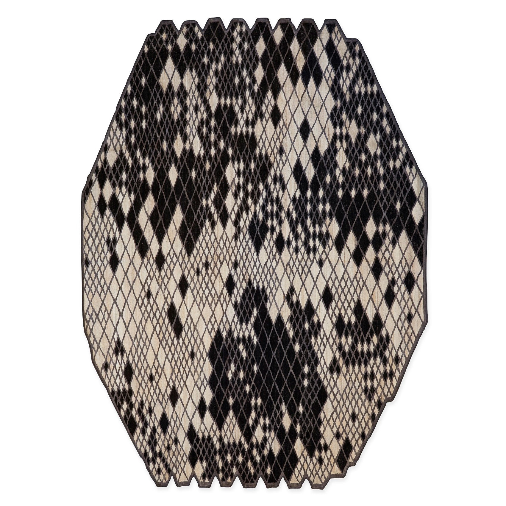 Handwoven Nanimarquina Losanges Wool Rug - Black Geometric Design 5'5'' x 8'