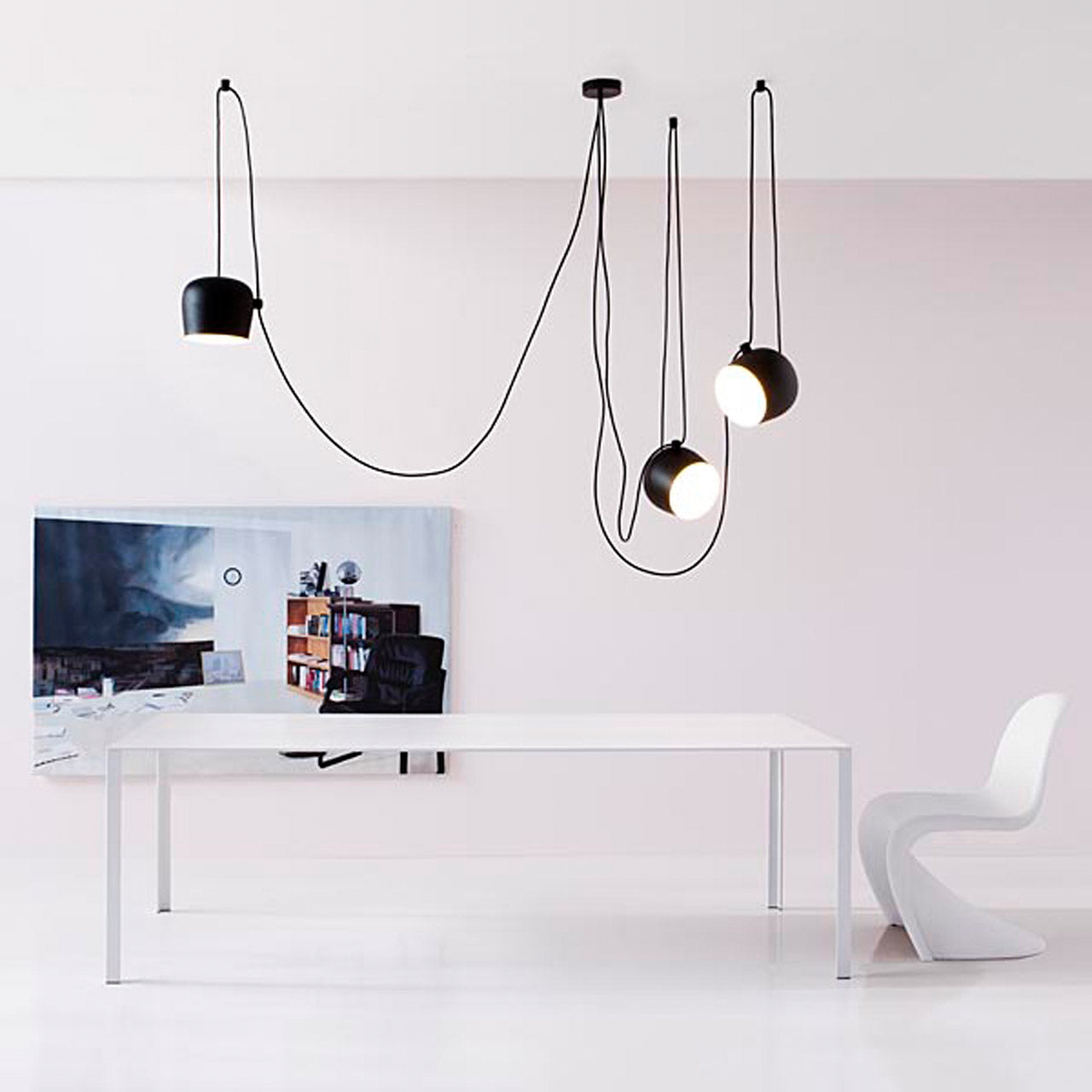 Flos AIM Black Pendant Light Set of 3 - Adjustable Design