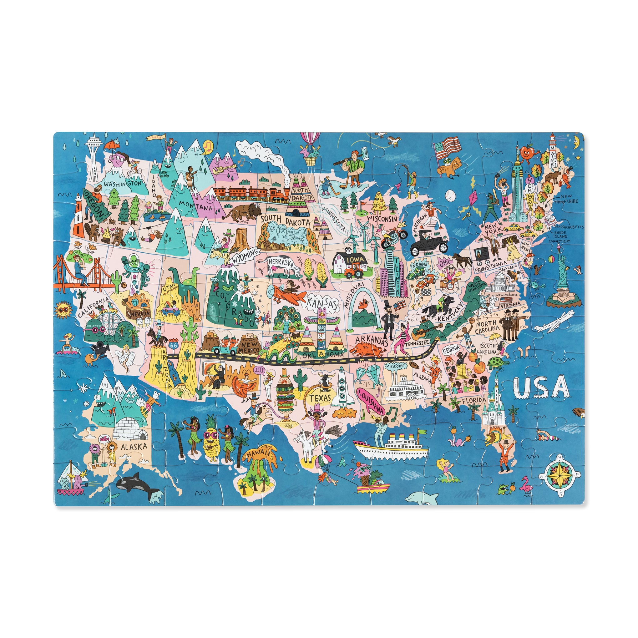 Allison Kerek Williams USA Map Jigsaw Puzzle - 100 Pieces