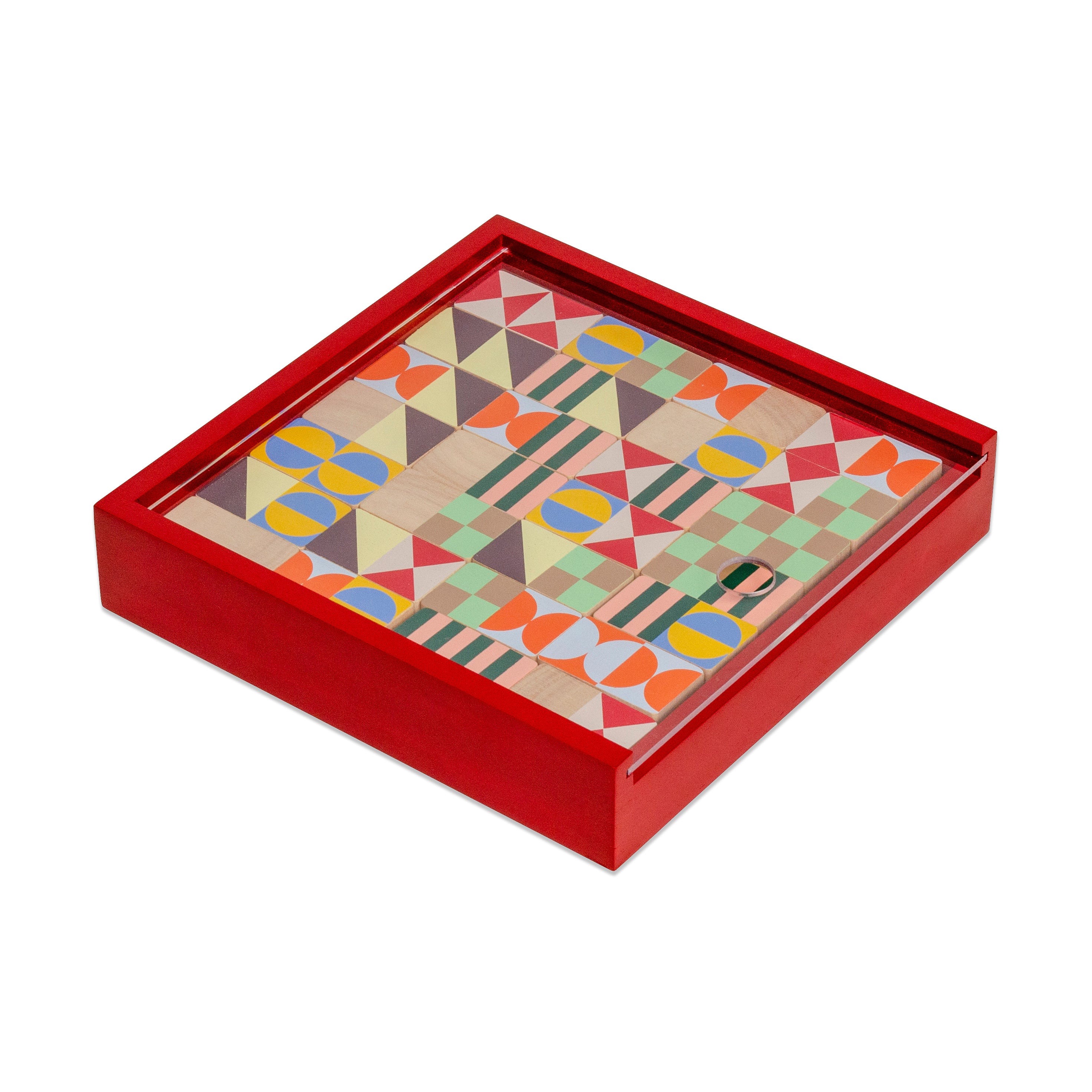 Geometric Wooden Dominoes Set - Abstract Art Design for Kids & Adults