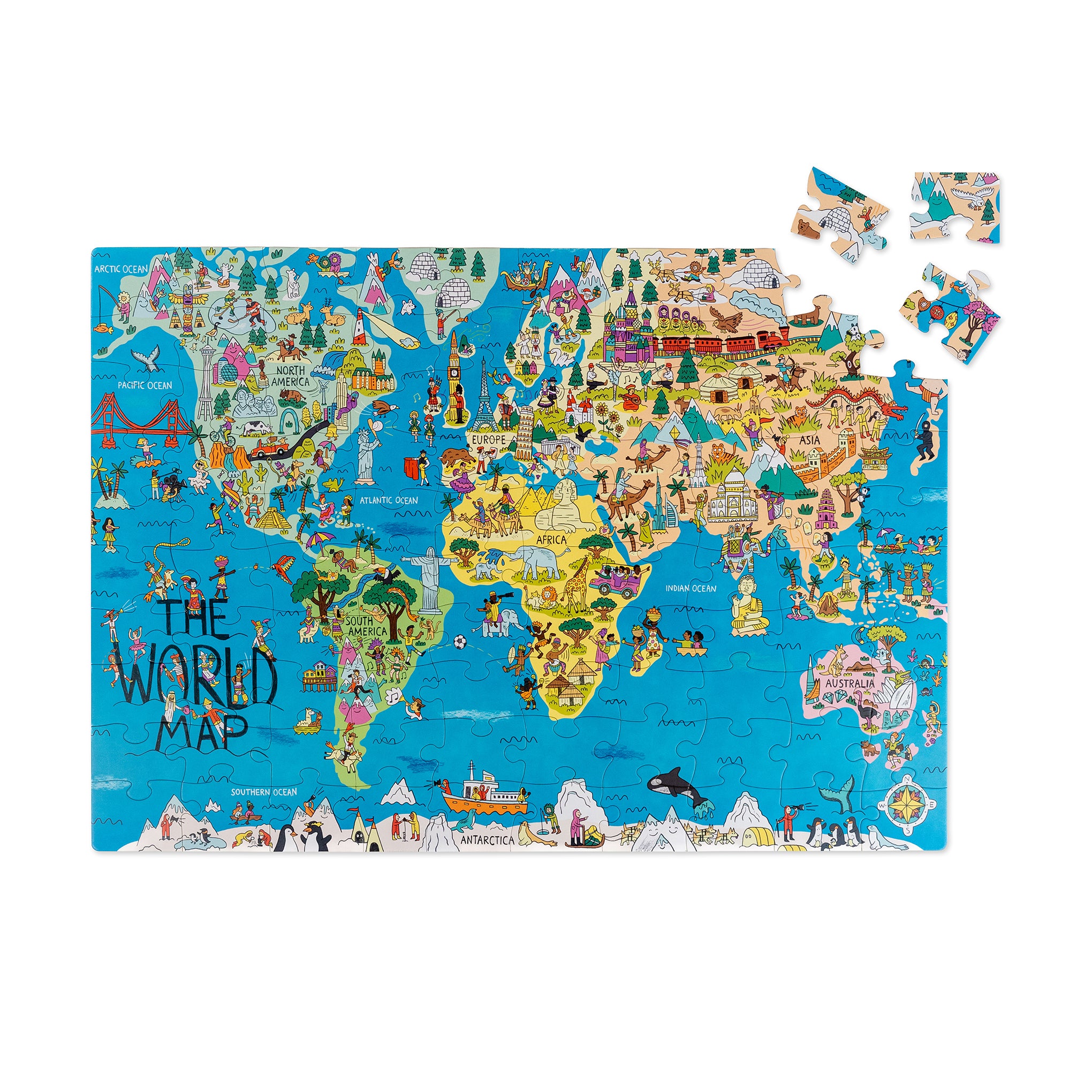 Educational World Map Jigsaw Puzzle for Kids - 100 Pieces