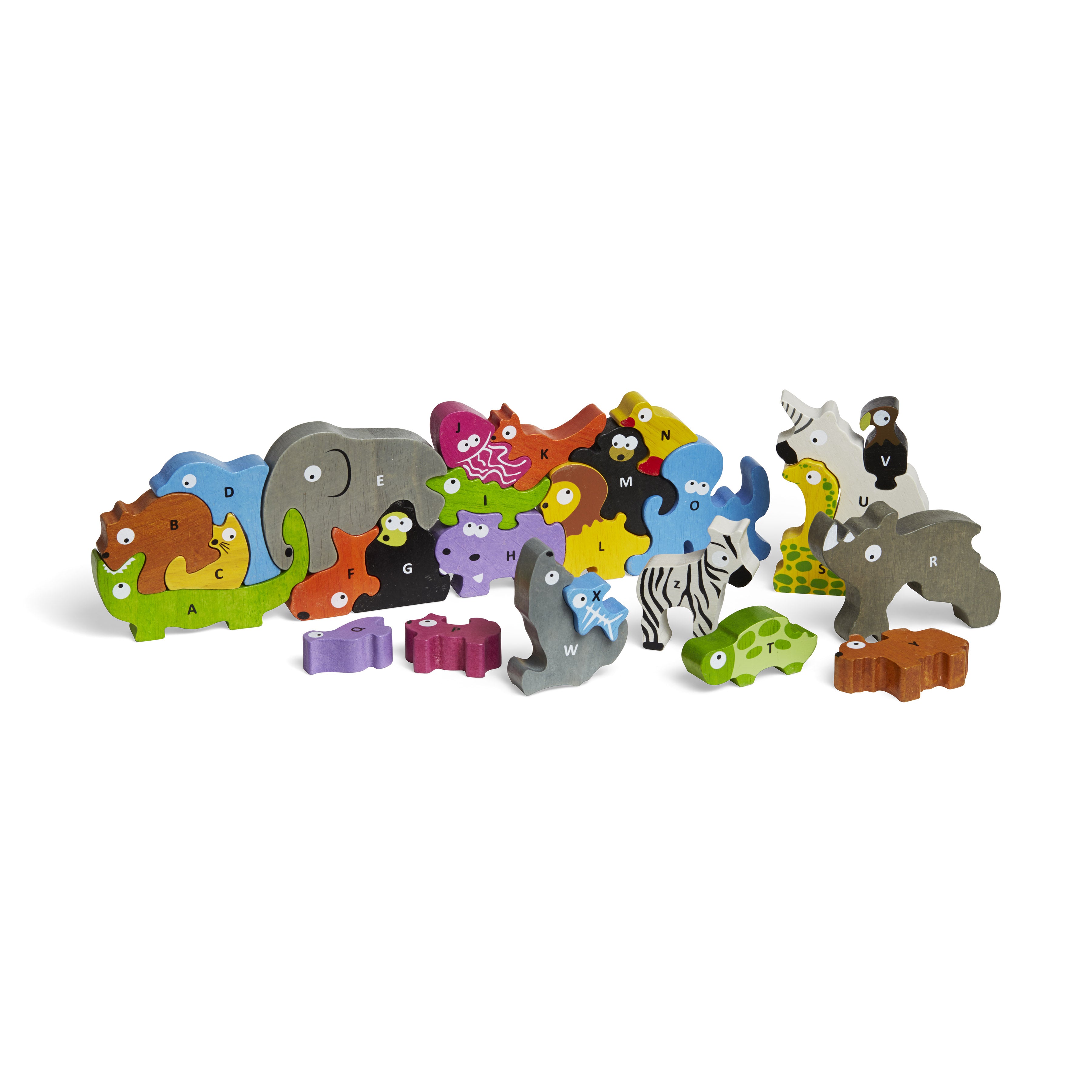 Wooden Animal Alphabet Puzzle - A-Z Learning Toy for Toddlers
