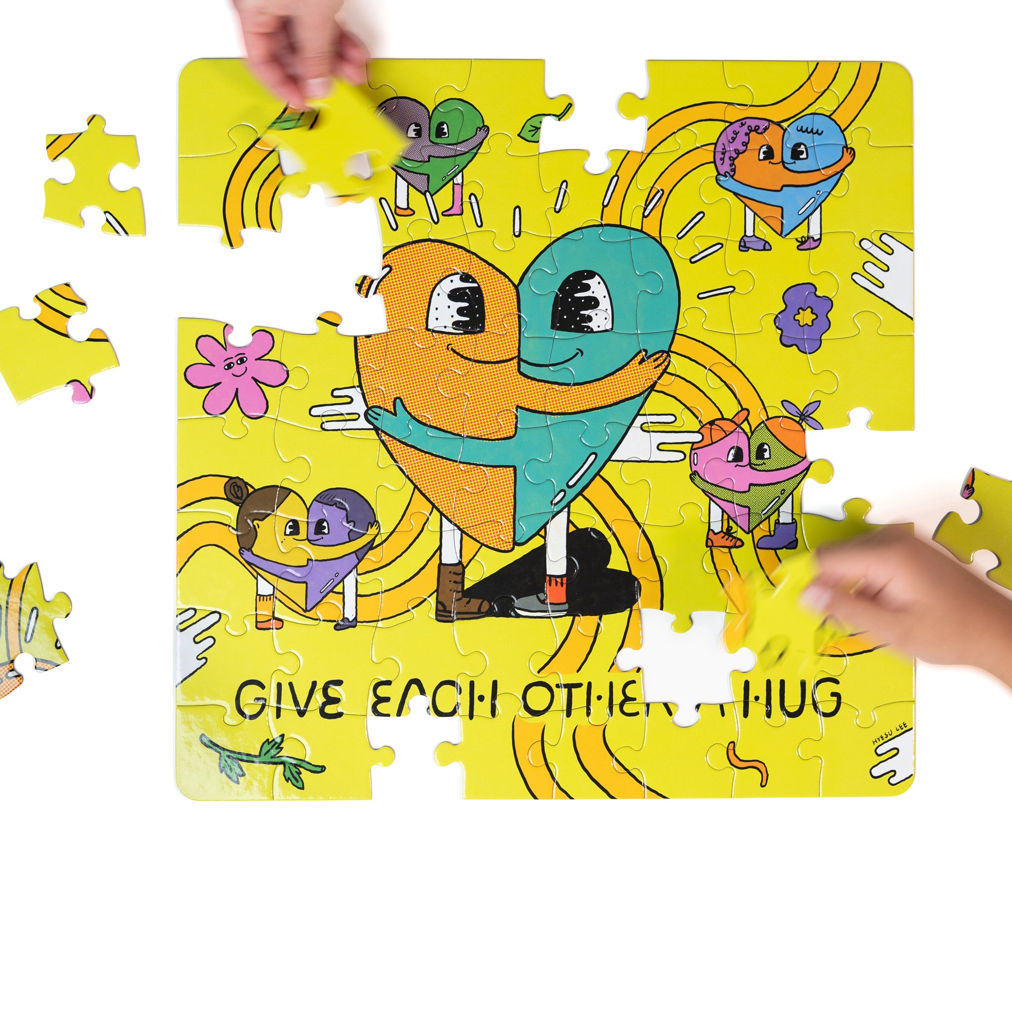 Hyesu Lee Hug it Out! 64-Piece Jigsaw Puzzle for Kids