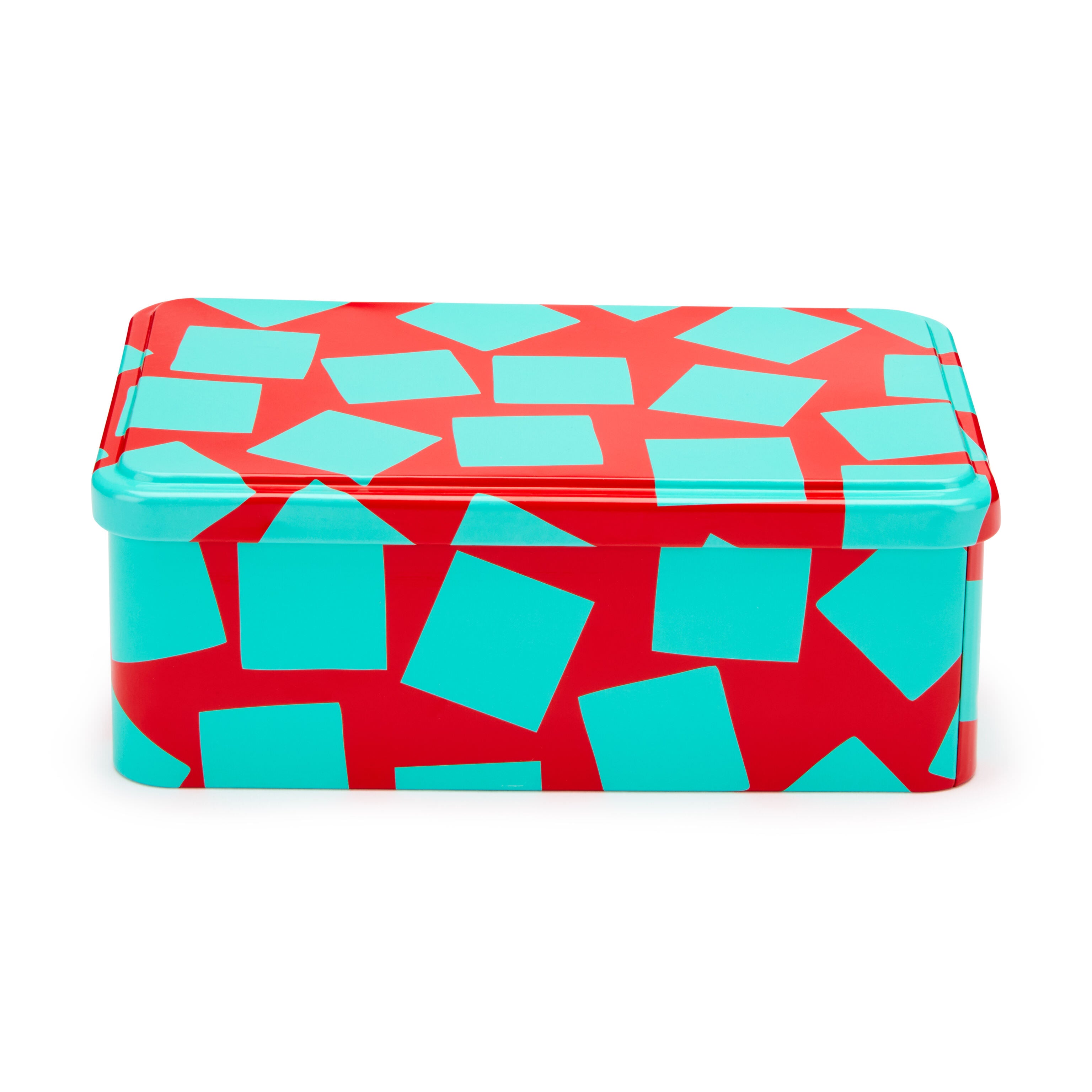 George Sowden Memphis Design Storage Tin - Red & Turquoise