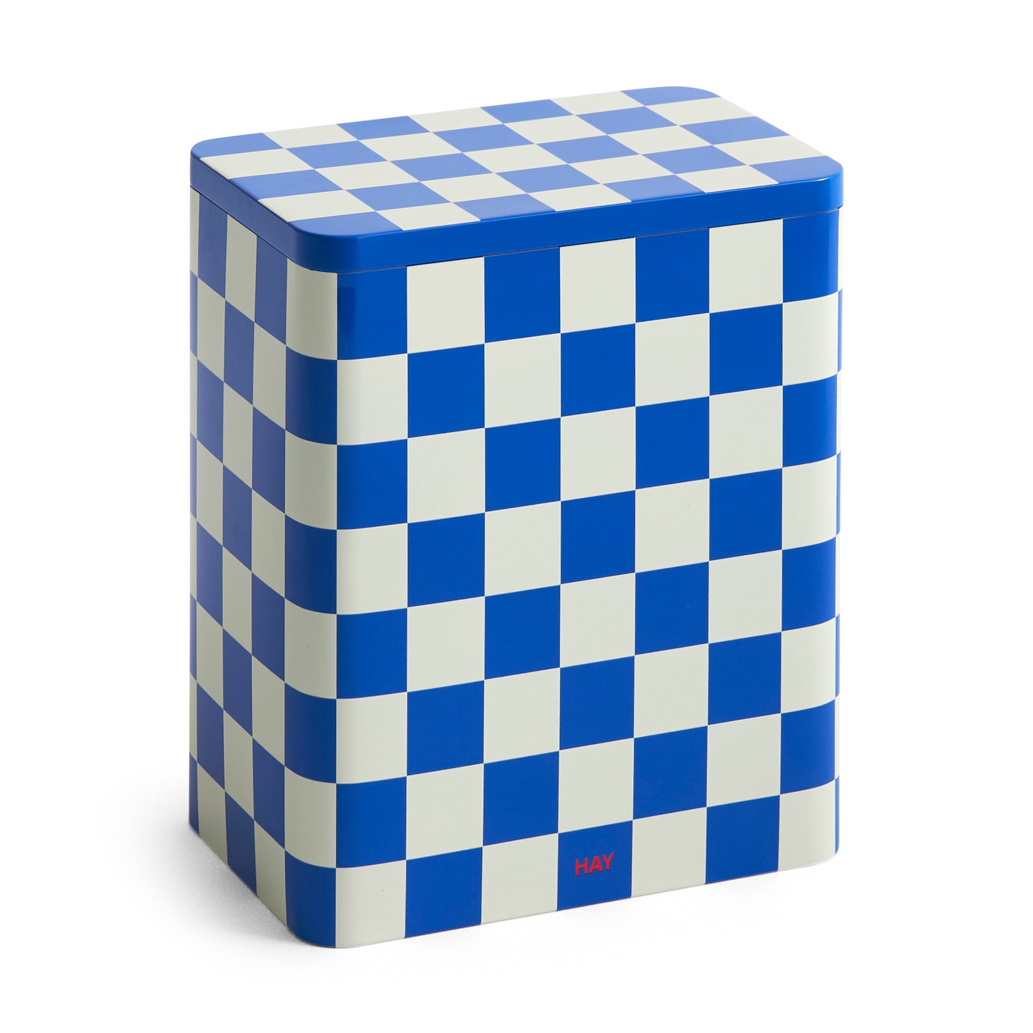 HAY Blue and Off White Patterned Tin Storage Container