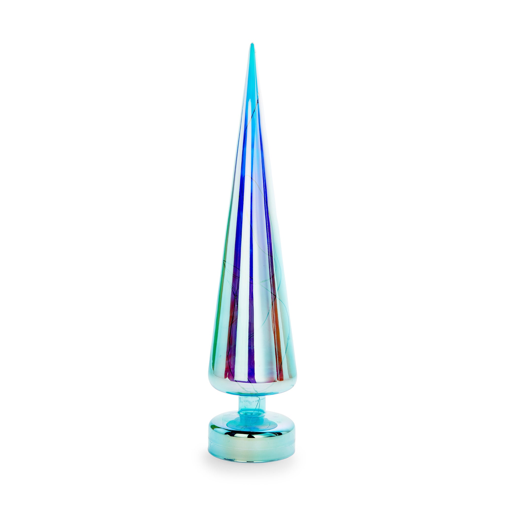 MoMA Teal Iridescent LED Glass Lighted Tree - Large Holiday Decor