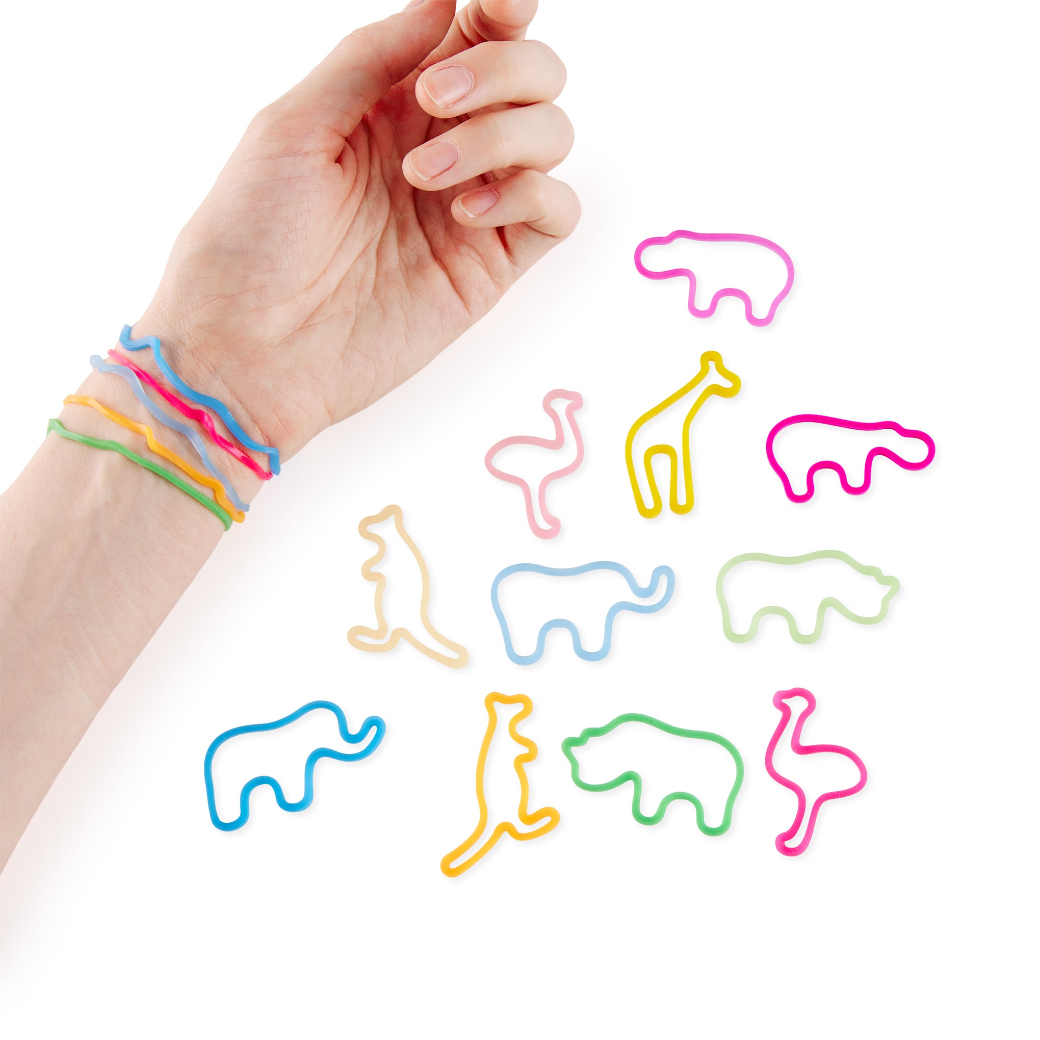 Colorful Silicone Zoo Animal Rubber Bands - 24-Pack