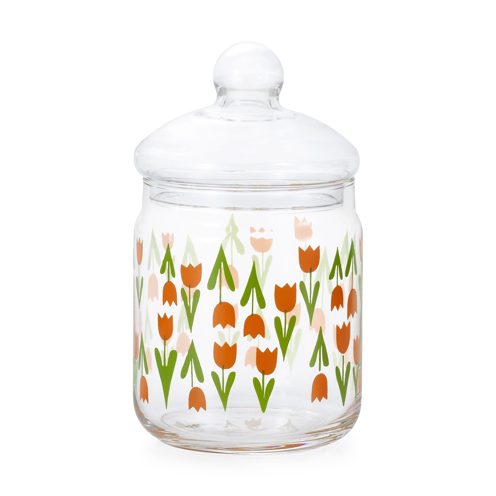 Vintage Tulip Glass Jar with Lid - 1970s Japanese Design