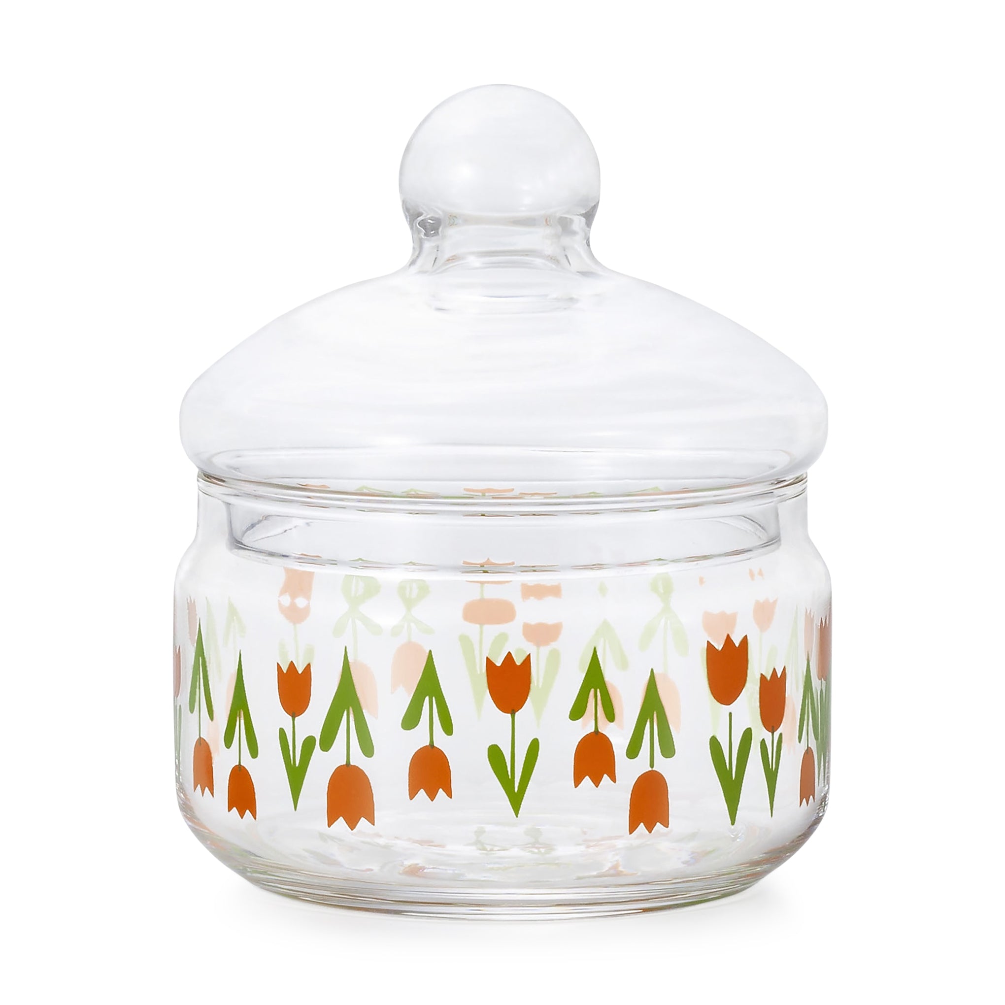 Vintage Tulip Glass Jar with Lid - 1970s Japanese Design
