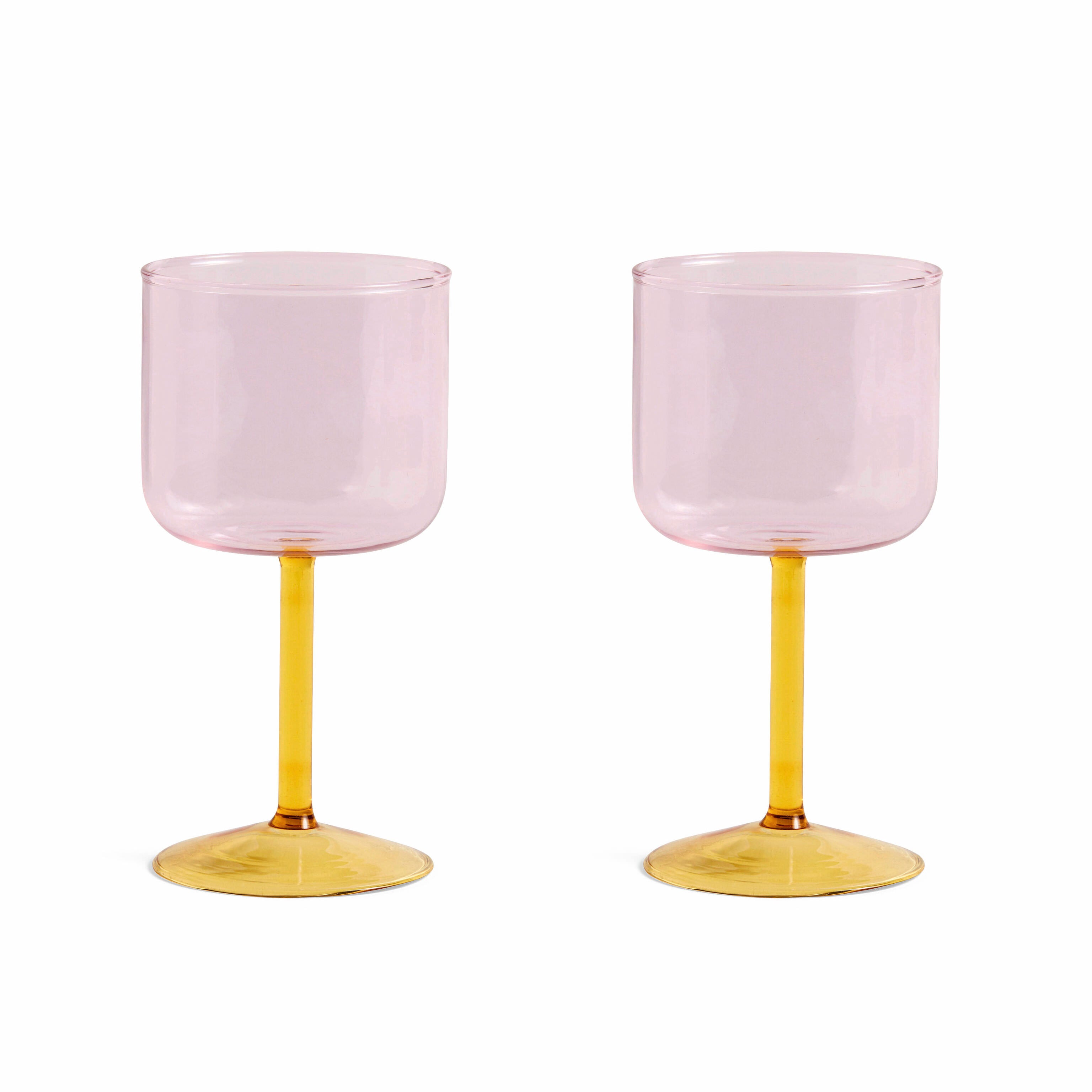 HAY Tinted Wine Glasses Set of 2 - Pink & Yellow