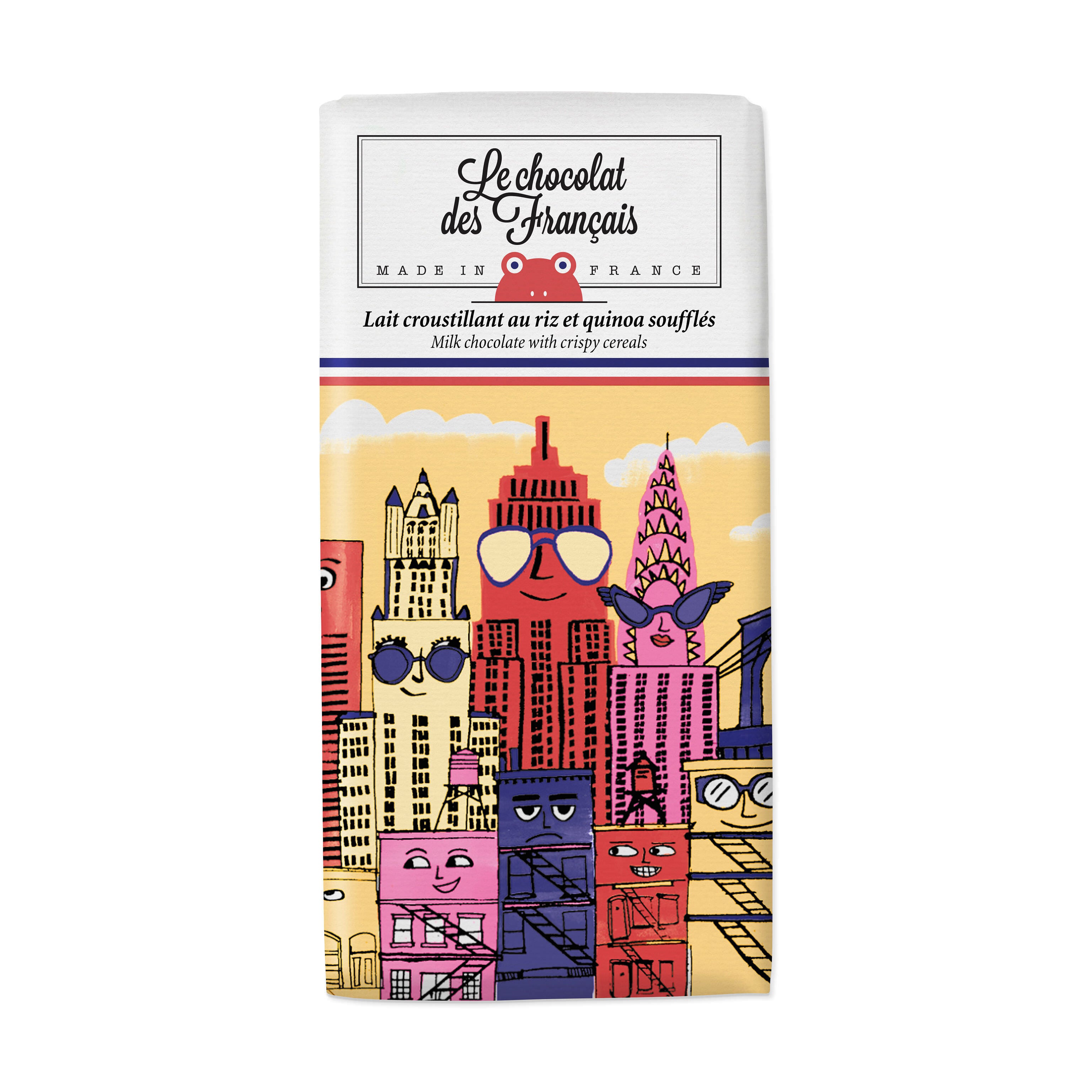 Le Chocolat des Français Dark Chocolate Bar with Sea Salt - NYC Skyline Design