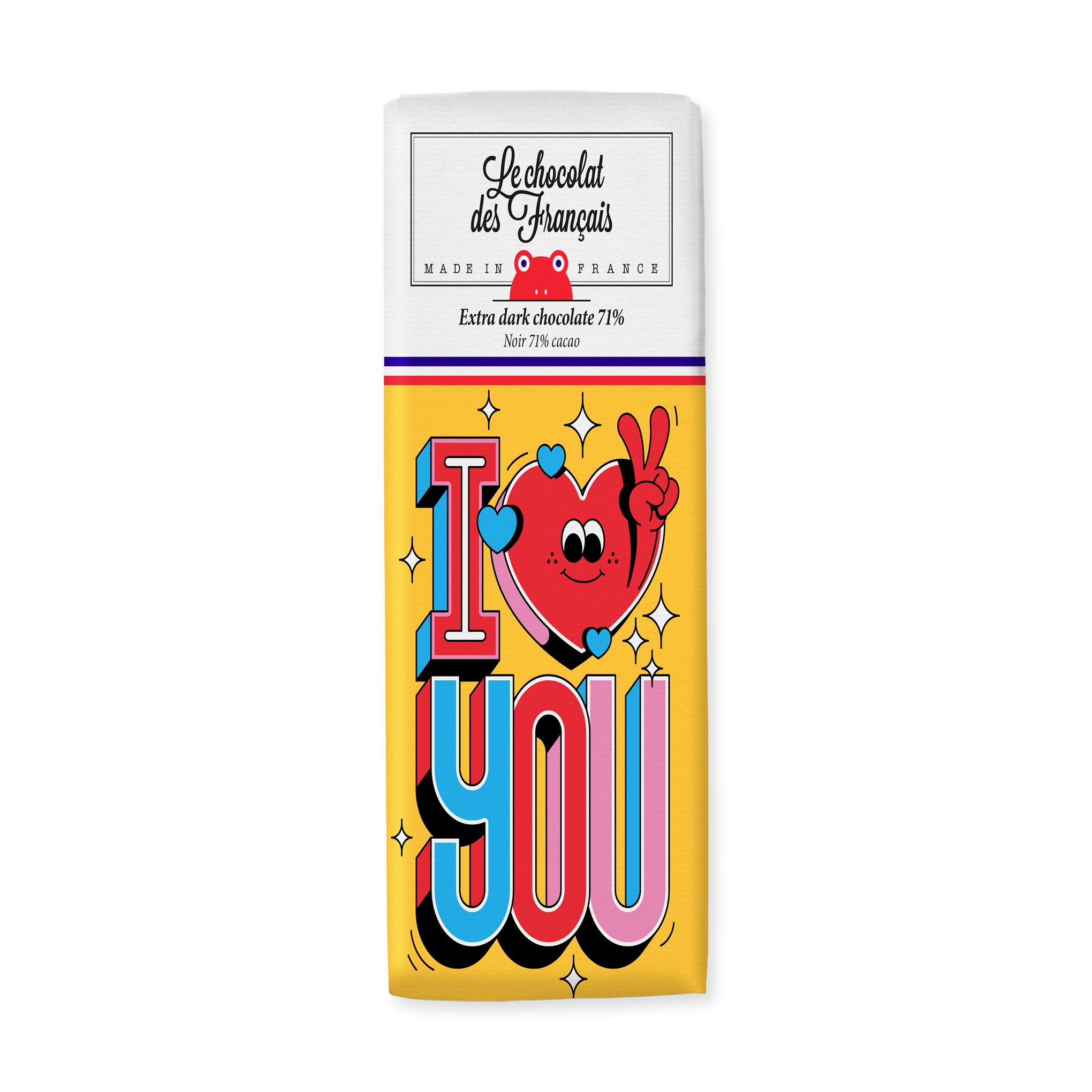 French Artisan Chocolate Bar with Salted Caramel - I Love You Collection