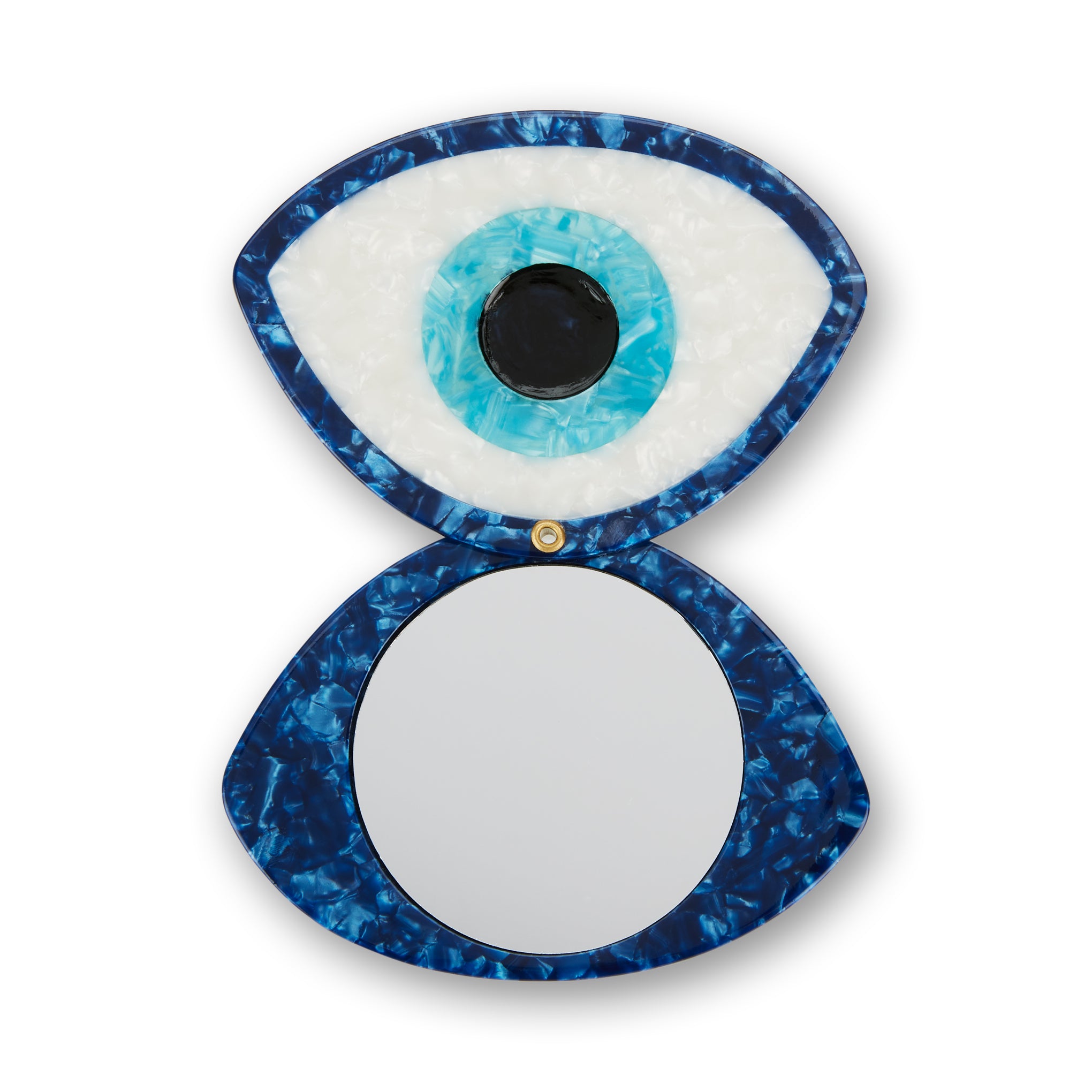 Solar Eclipse Evil Eye Compact Mirror - Hand-Painted Eco-Friendly