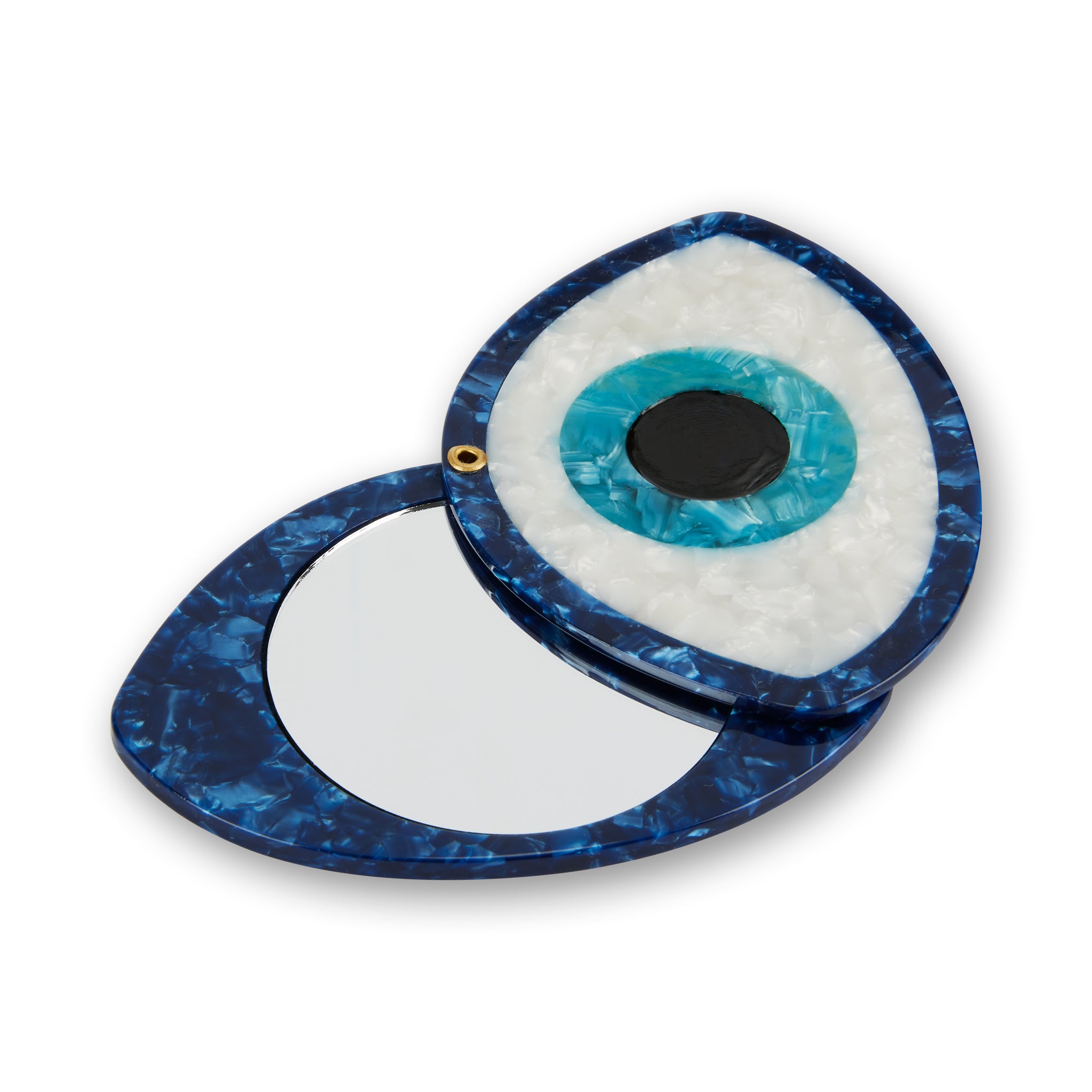 Solar Eclipse Evil Eye Compact Mirror - Hand-Painted Eco-Friendly