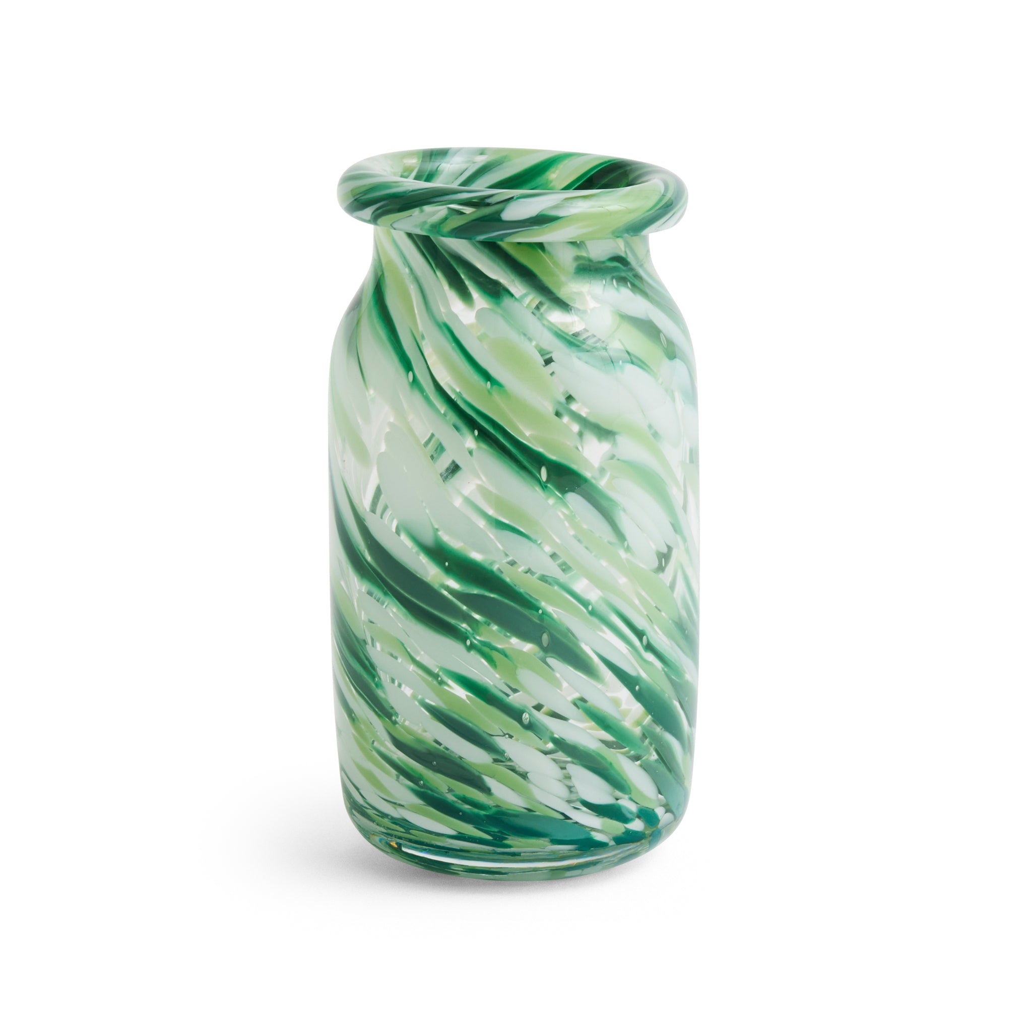HAY Green Splash Glass Vase - Handmade Swirled Design