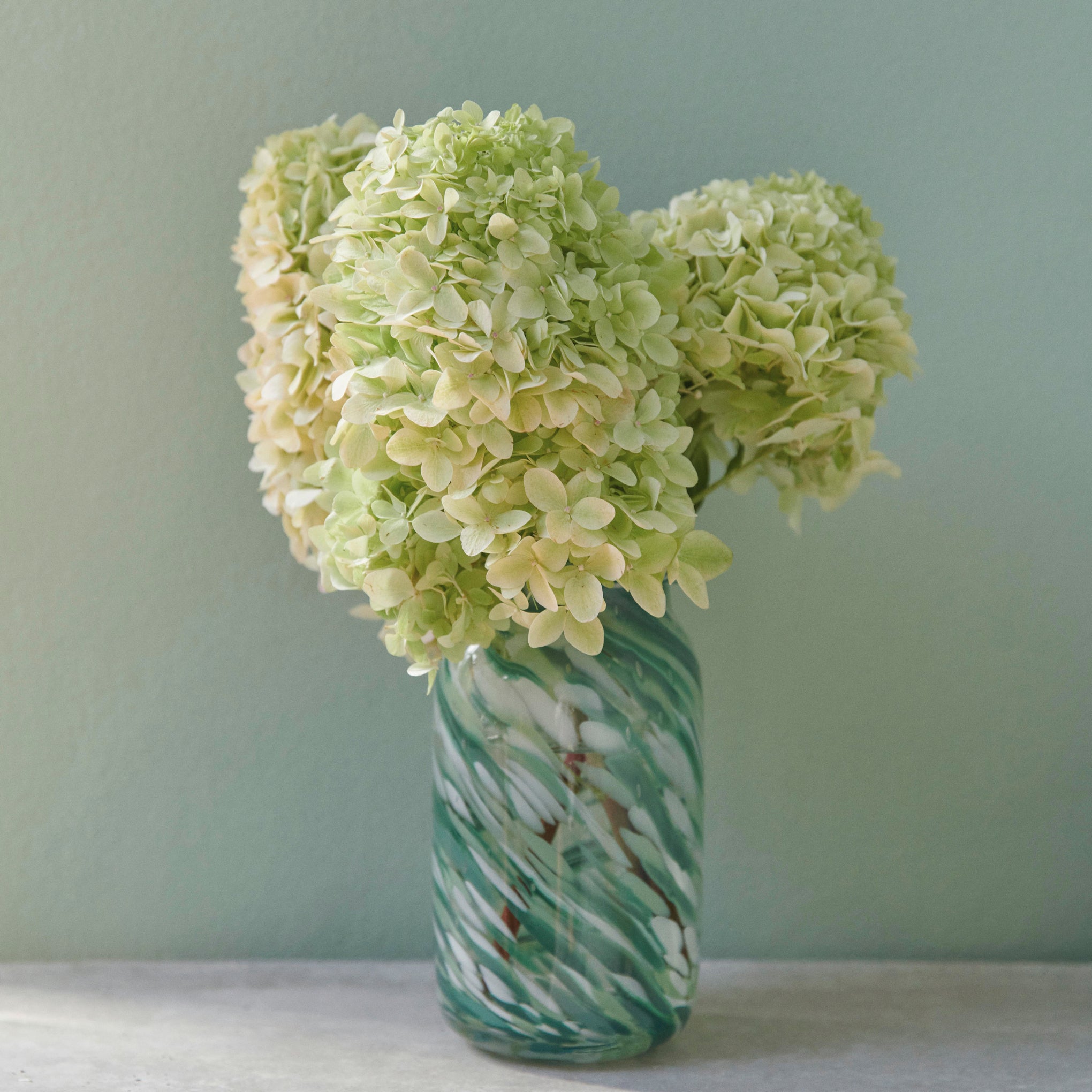HAY Green Splash Glass Vase - Handmade Swirled Design