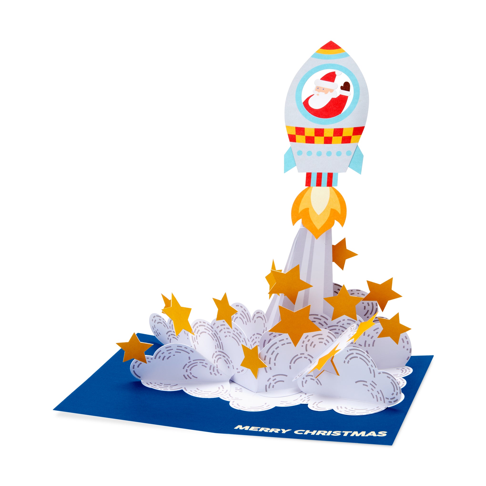 Festive Santa Rocket Pop-Up Christmas Cards - Set of 8