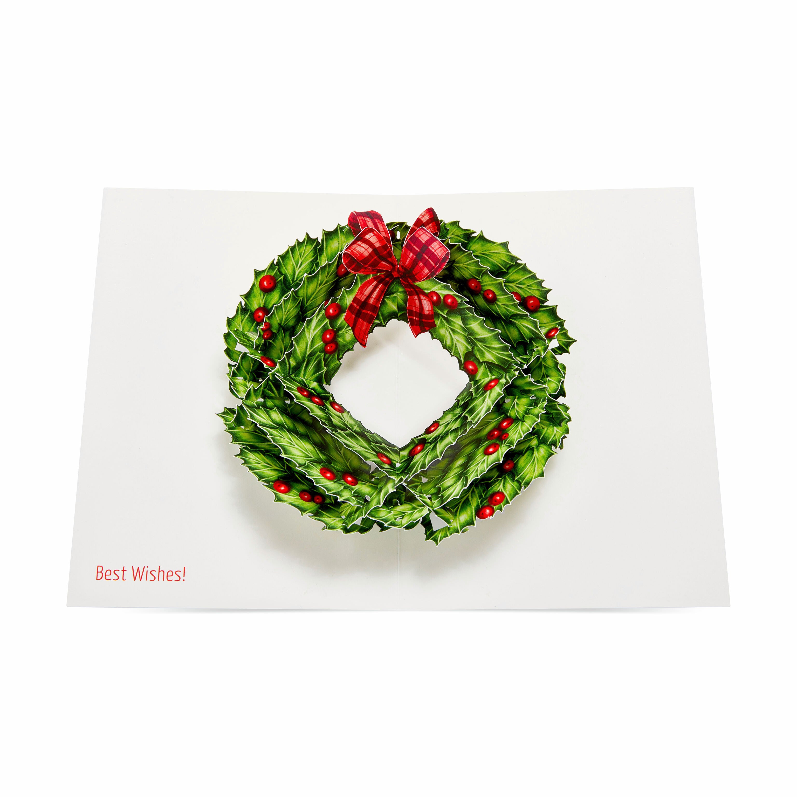 Handcrafted 3D Holiday Wreath Pop-Up Cards - Set of 8 with Red Envelopes