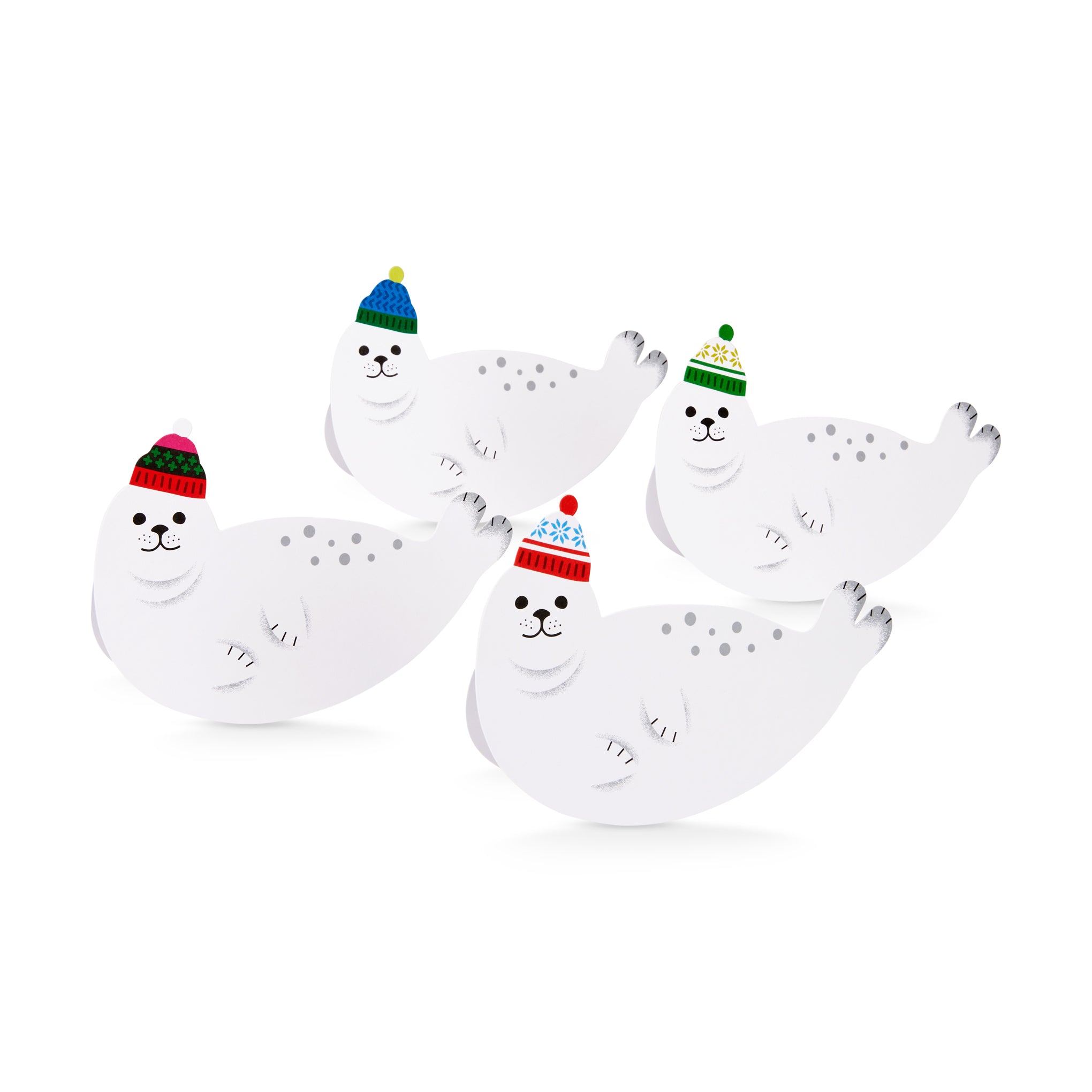 Handcrafted Snowy Seals Holiday Pop-Up Cards - Set of 8