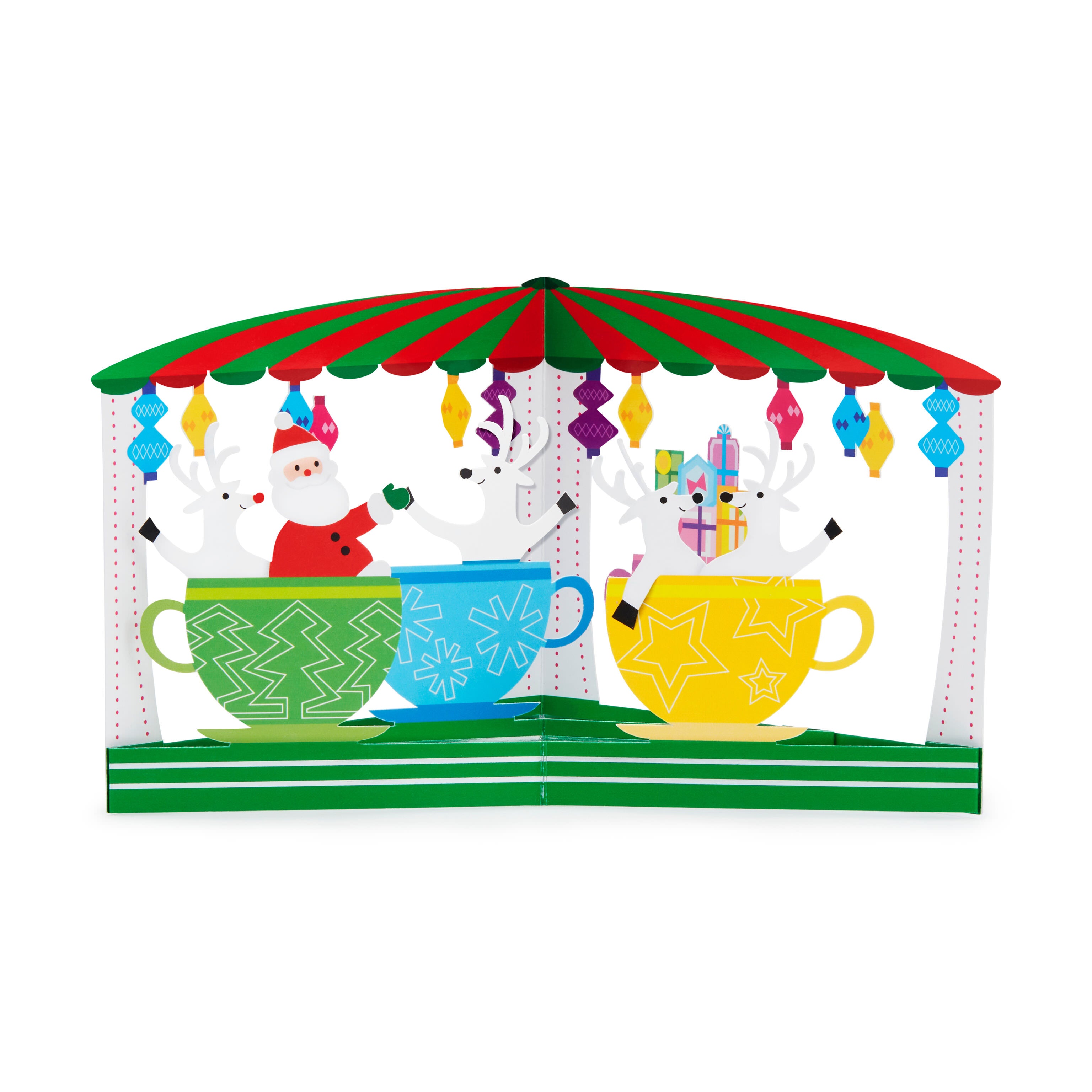 Santa's Teacups 3D Pop-Up Christmas Cards - Set of 8