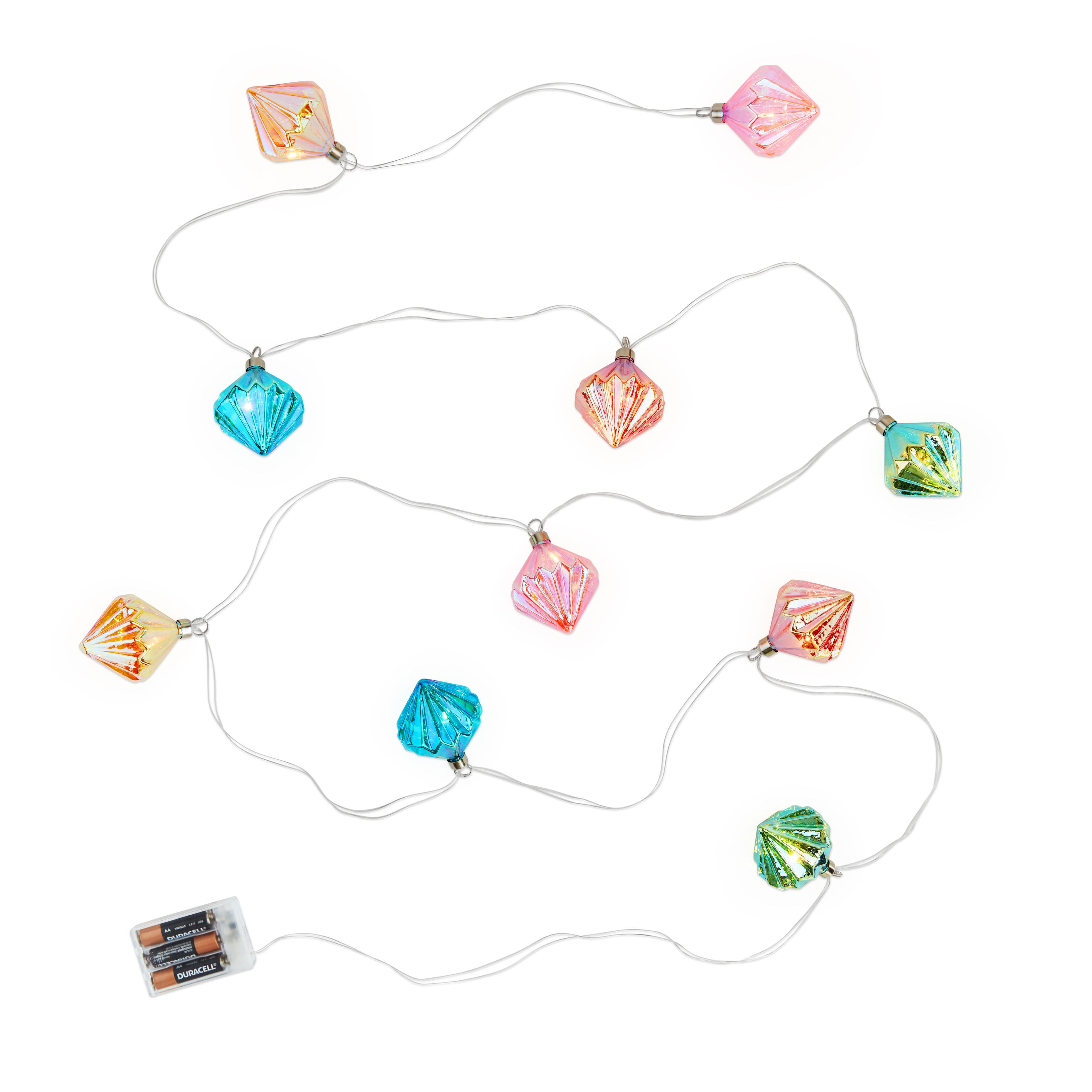 Festive LED Diamond String Lights with Timer – 9ft Battery-Powered