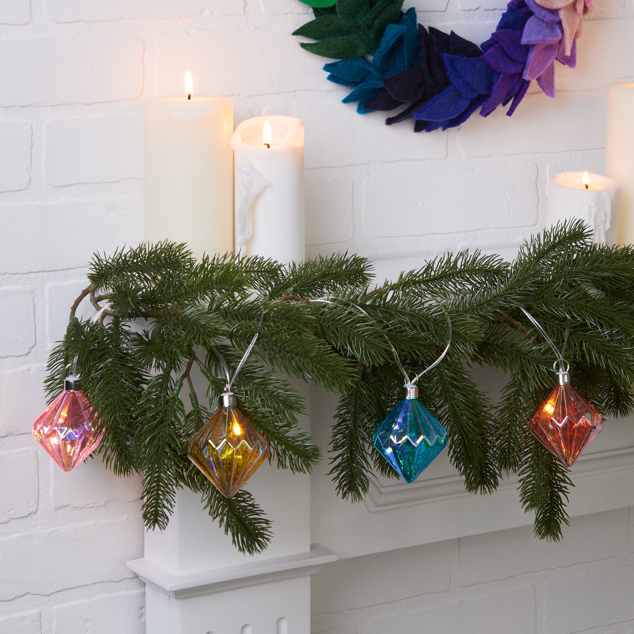Festive LED Diamond String Lights with Timer – 9ft Battery-Powered