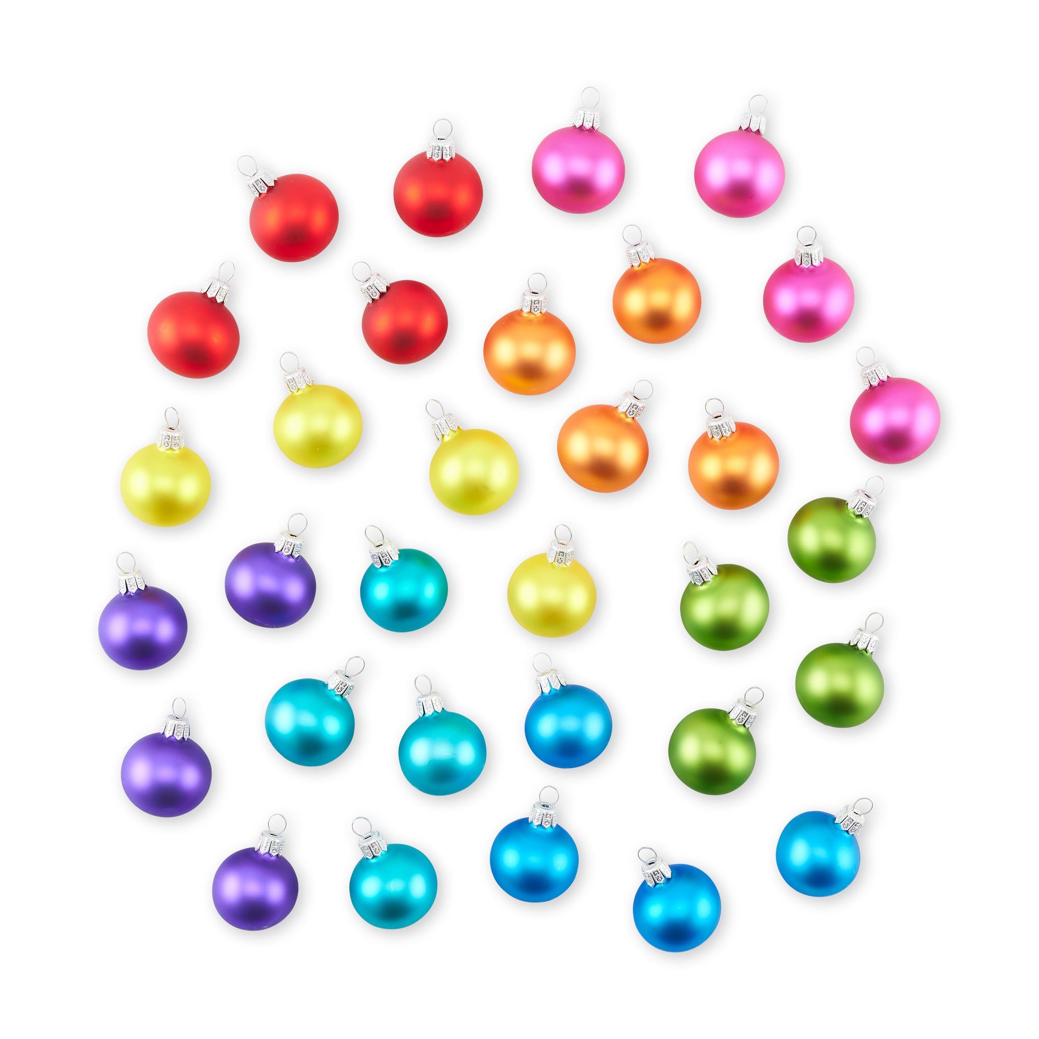 Rainbow Glass Christmas Ornaments - Set of 32 Handmade in Germany