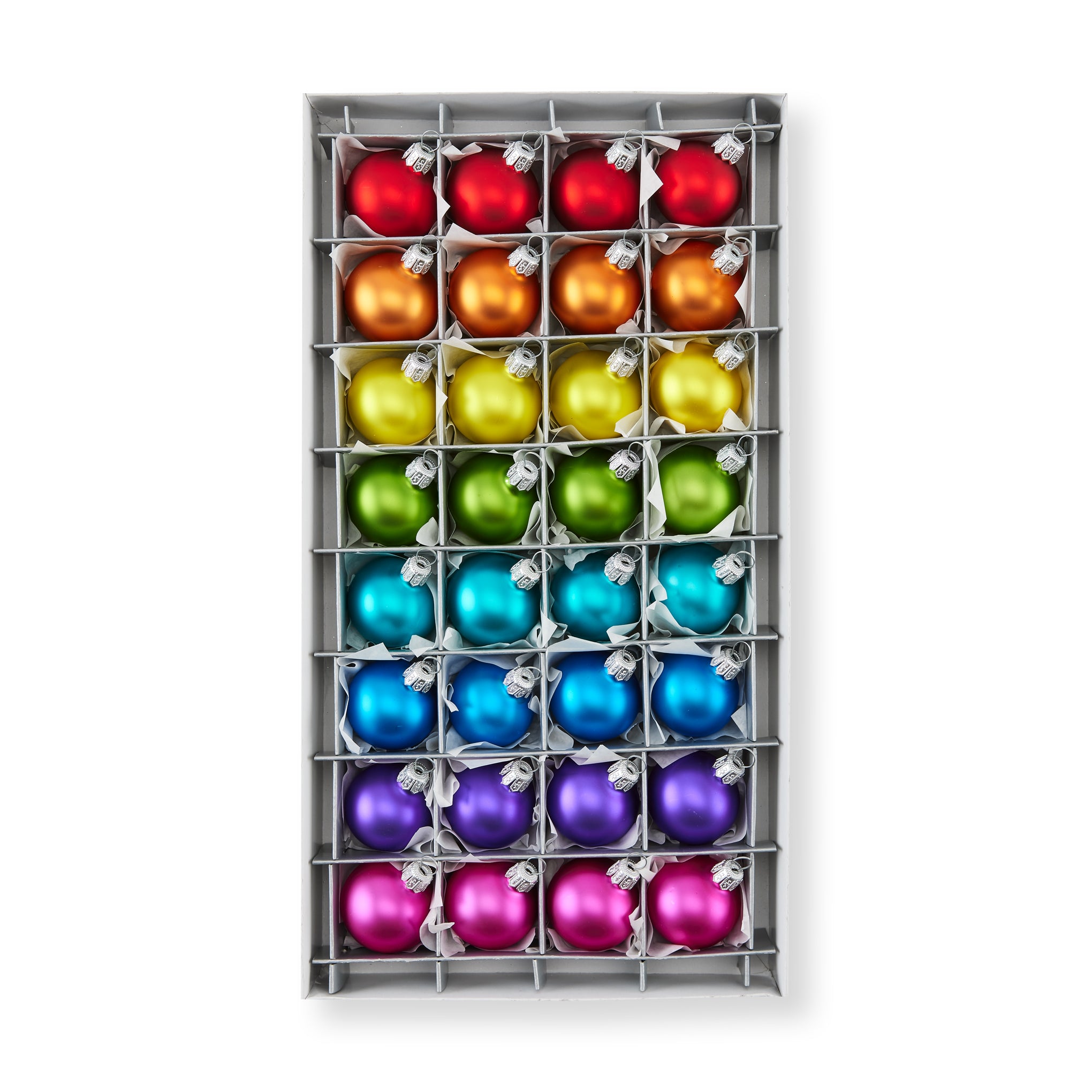 Rainbow Glass Christmas Ornaments - Set of 32 Handmade in Germany