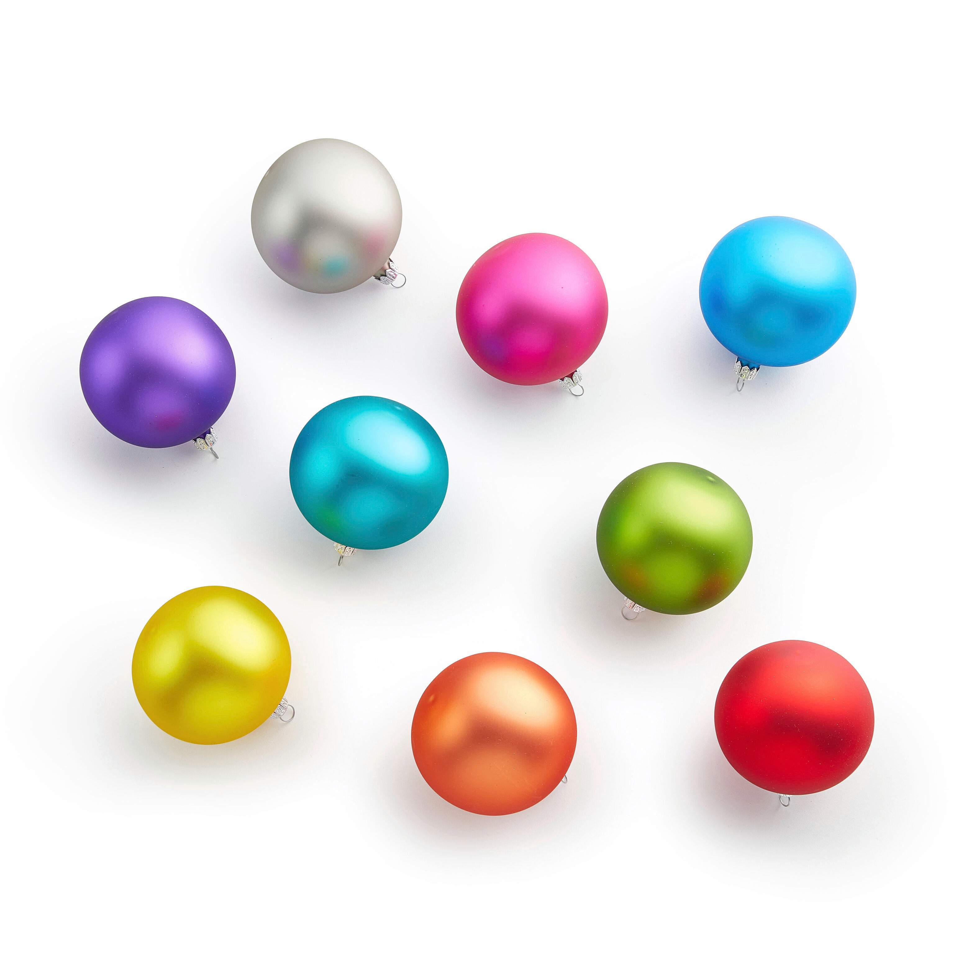Rainbow Glass Christmas Ornaments - Set of 9 Handblown Decor