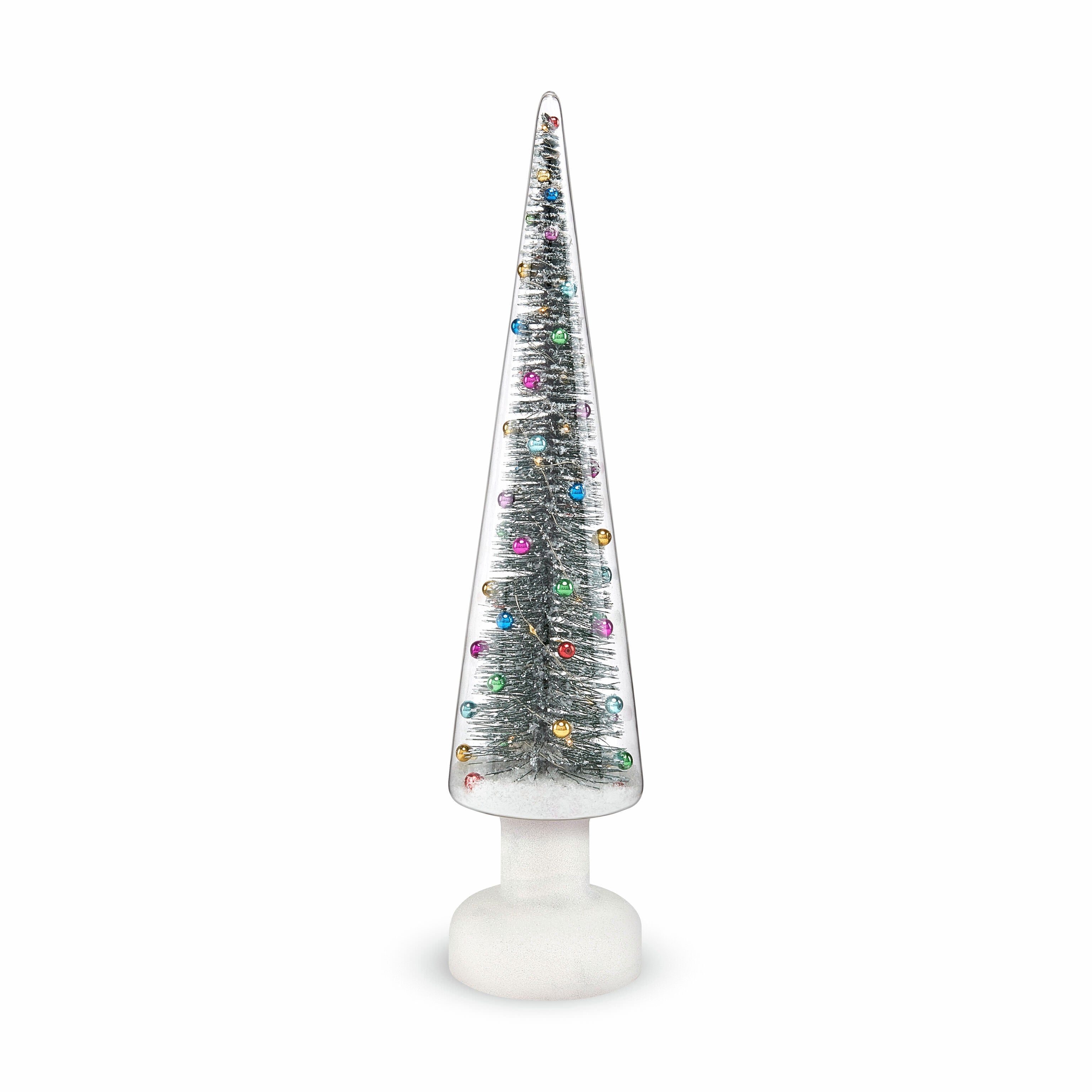 MoMA LED Glass Snowy Tree Light - Large Holiday Decoration