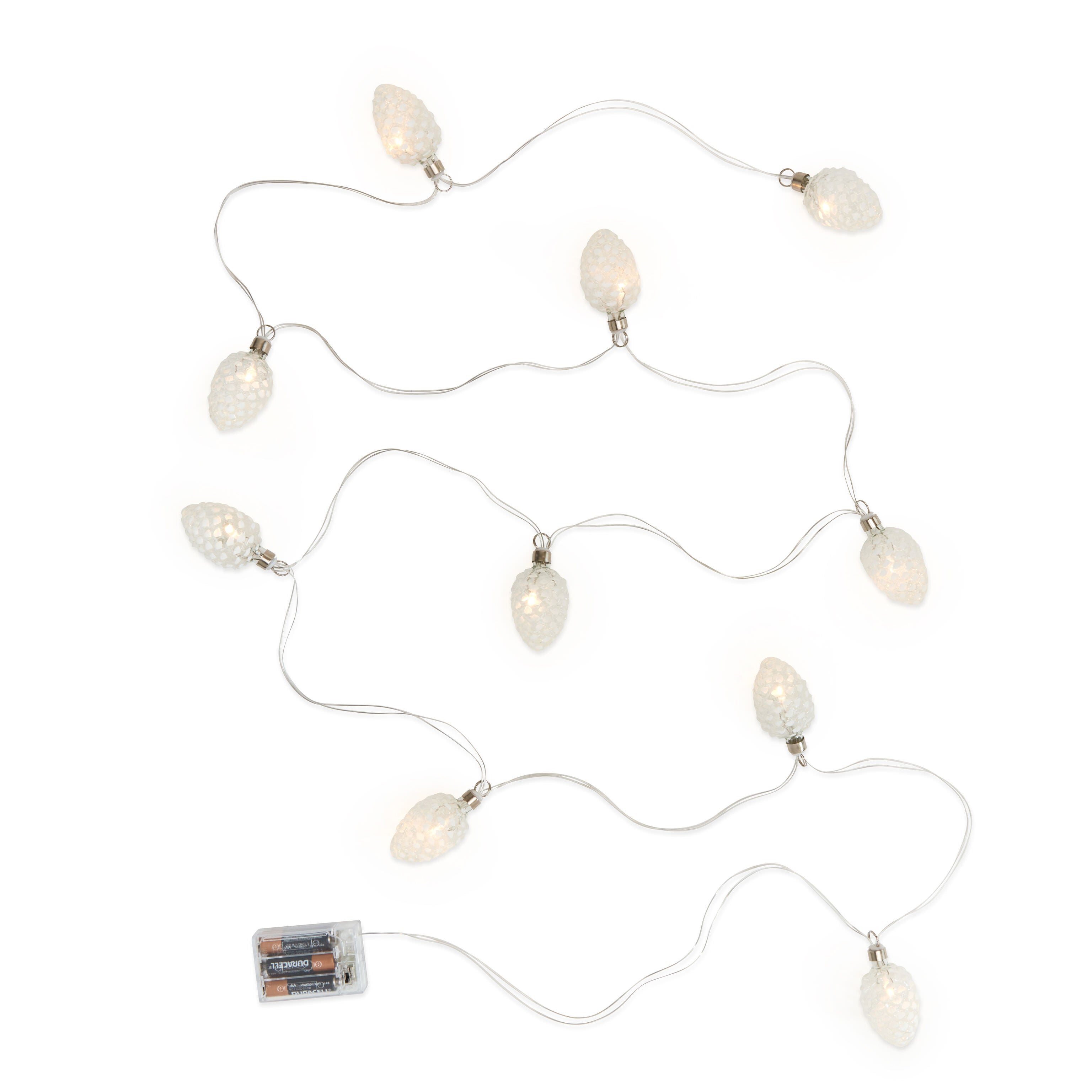 Festive Pinecone LED String Lights with Timer – 9ft Battery-Powered