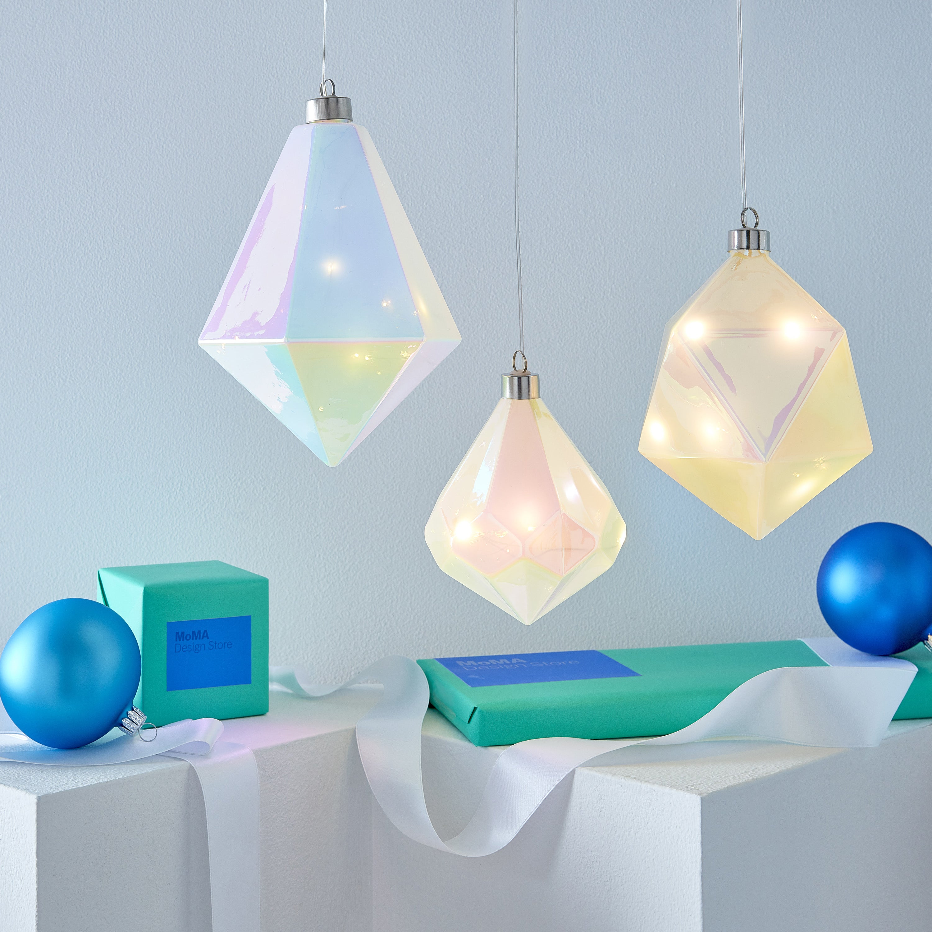 MoMA LED Jewel Glass Holiday Ornament with Winter Gems