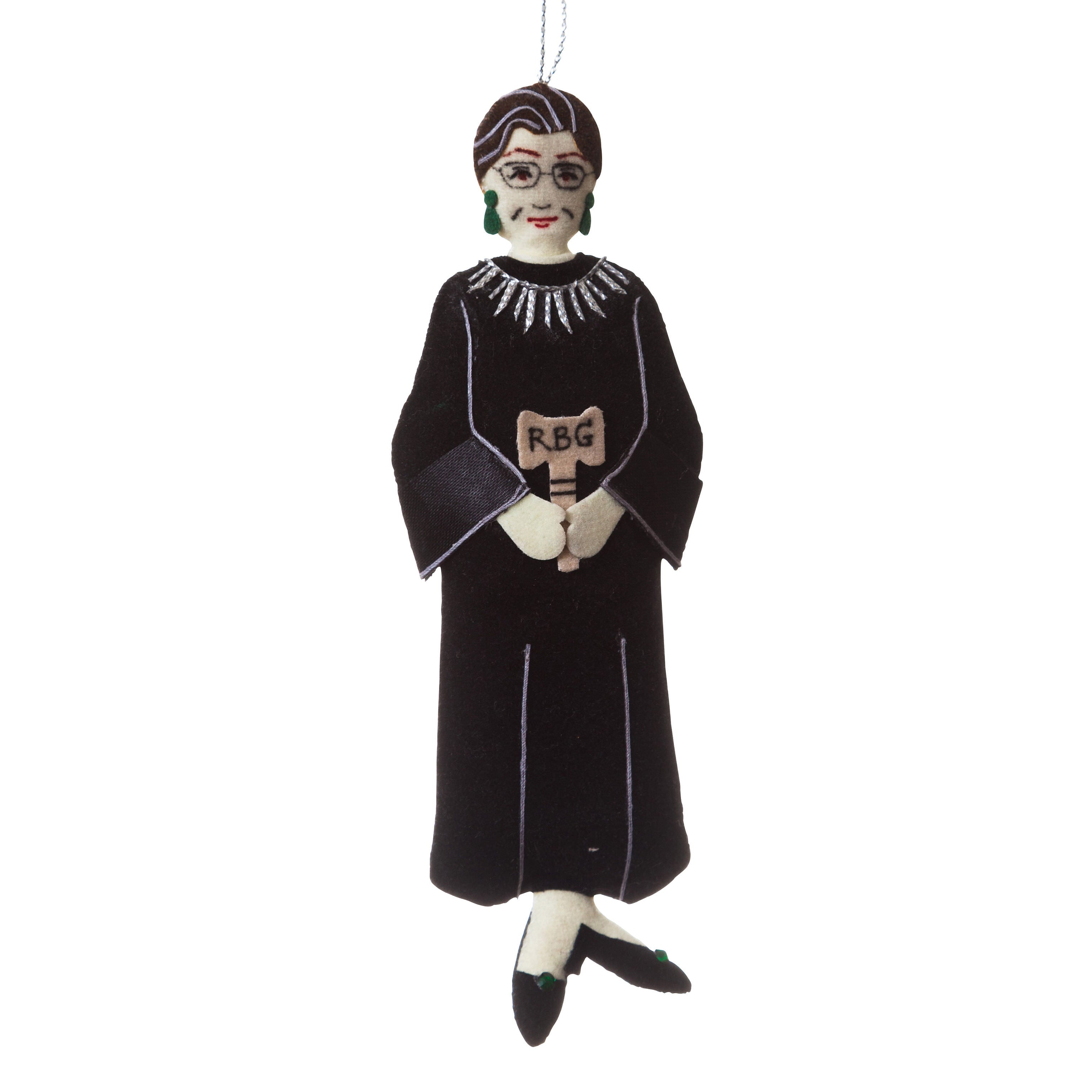 Ruth Bader Ginsburg Embroidered Christmas Ornament | Handmade Zardosi