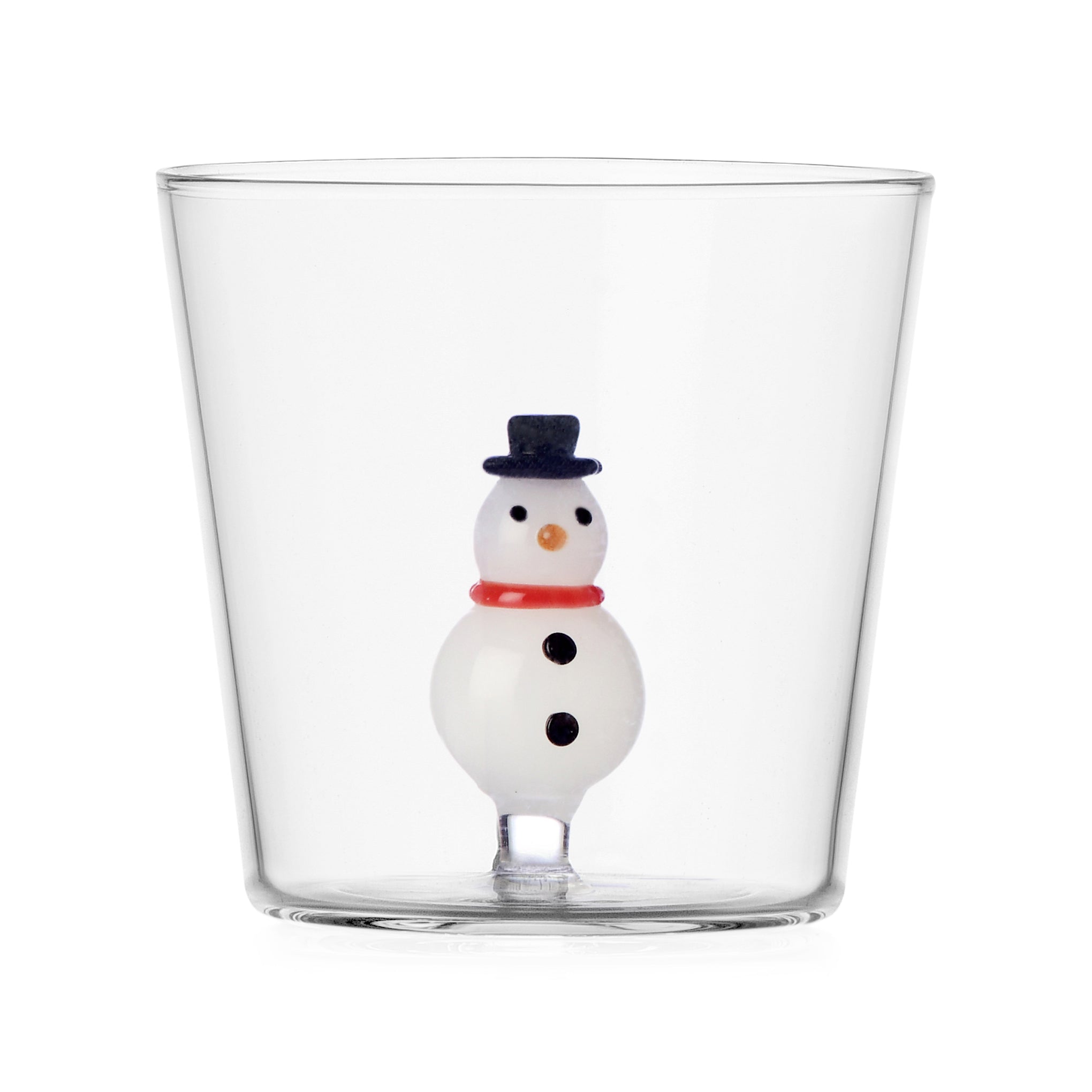 Ichendorf Milano Snowman Tumbler - Elegant Borosilicate Glass Holiday Cup
