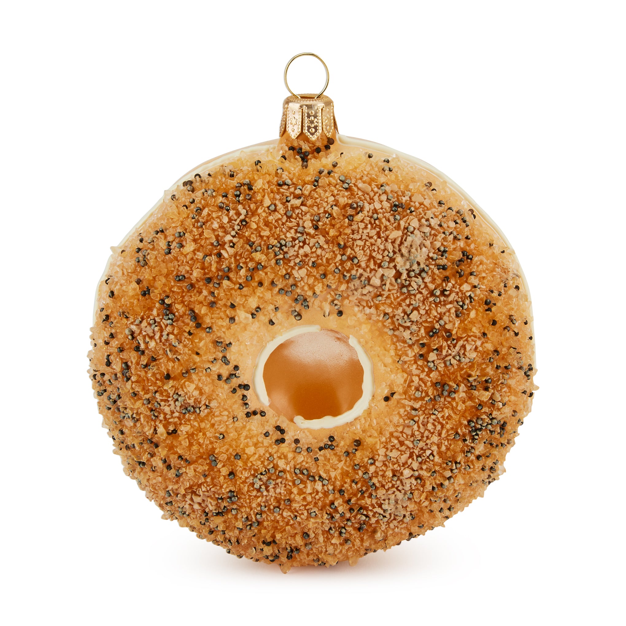 Handcrafted Glass Everything Bagel Christmas Ornament NYC