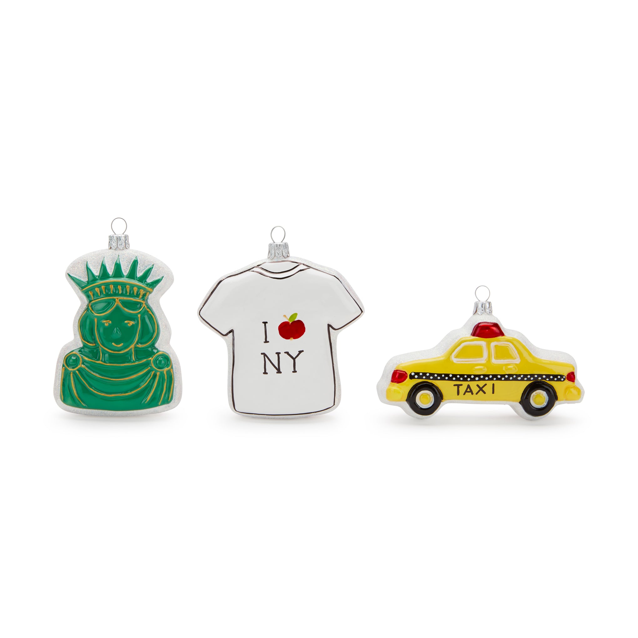 Hand-Painted NYC Gingerbread Glass Ornaments – Set of 3