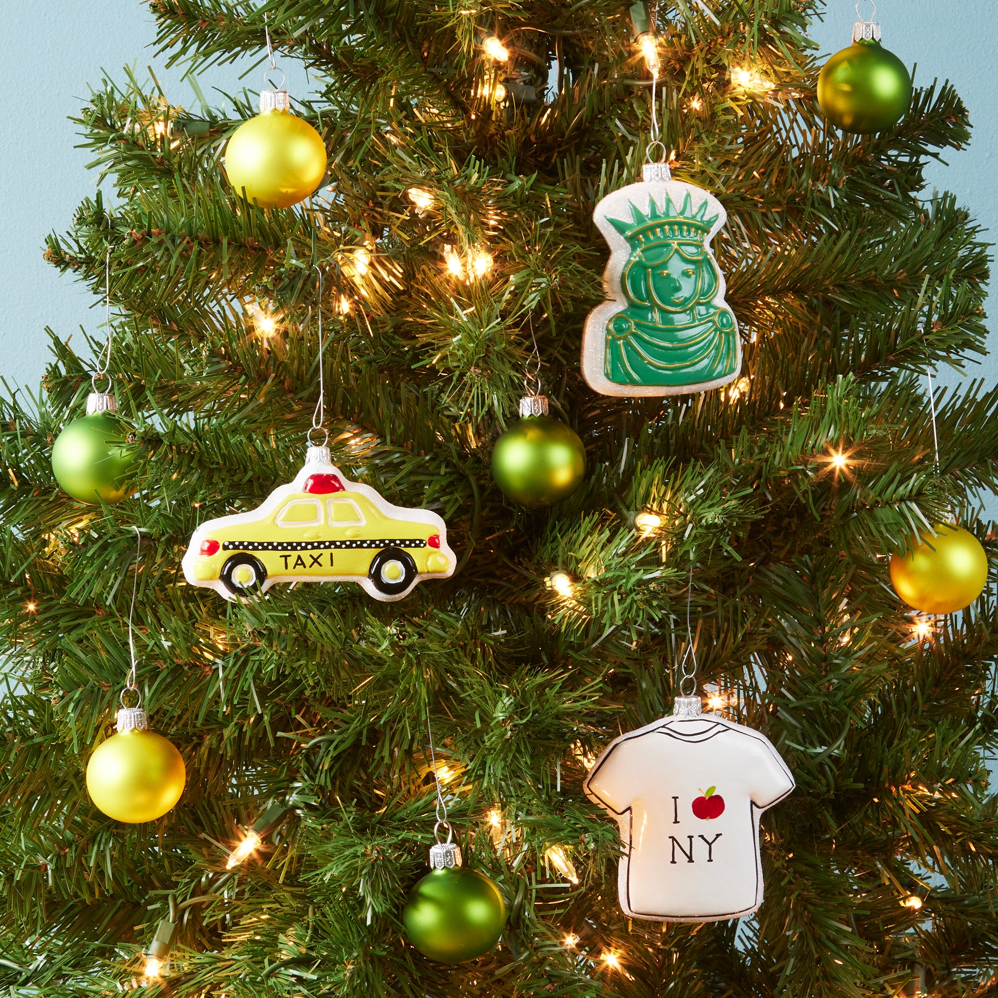 Hand-Painted NYC Gingerbread Glass Ornaments – Set of 3