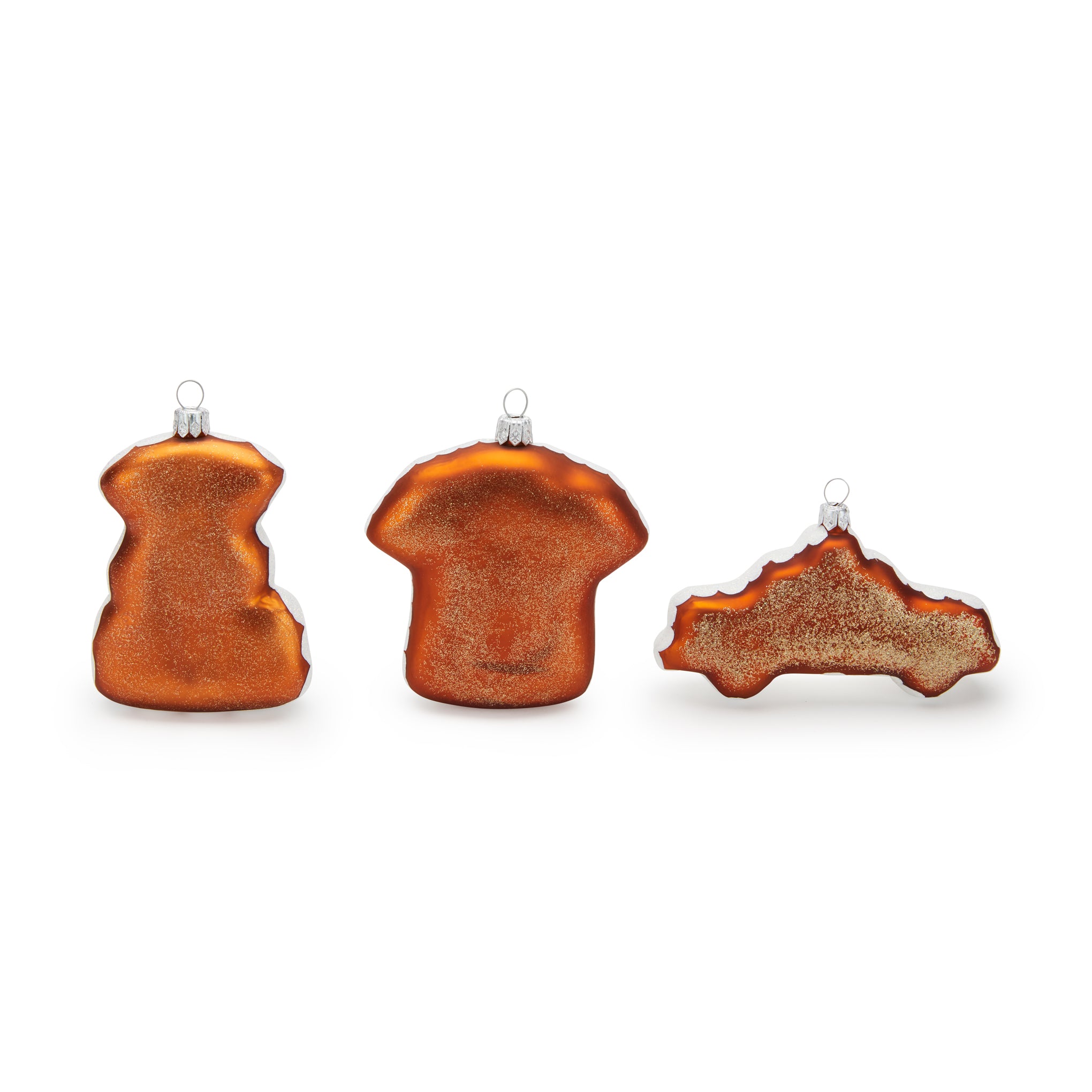 Hand-Painted NYC Gingerbread Glass Ornaments – Set of 3