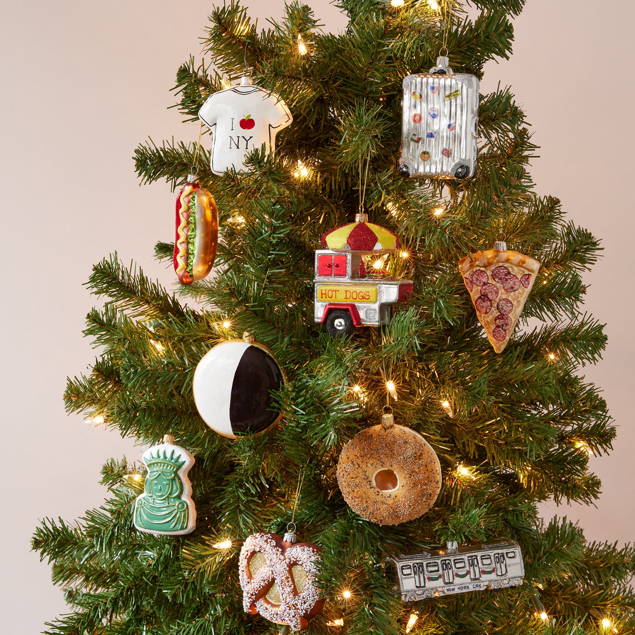 Hand-Painted NYC Gingerbread Glass Ornaments – Set of 3