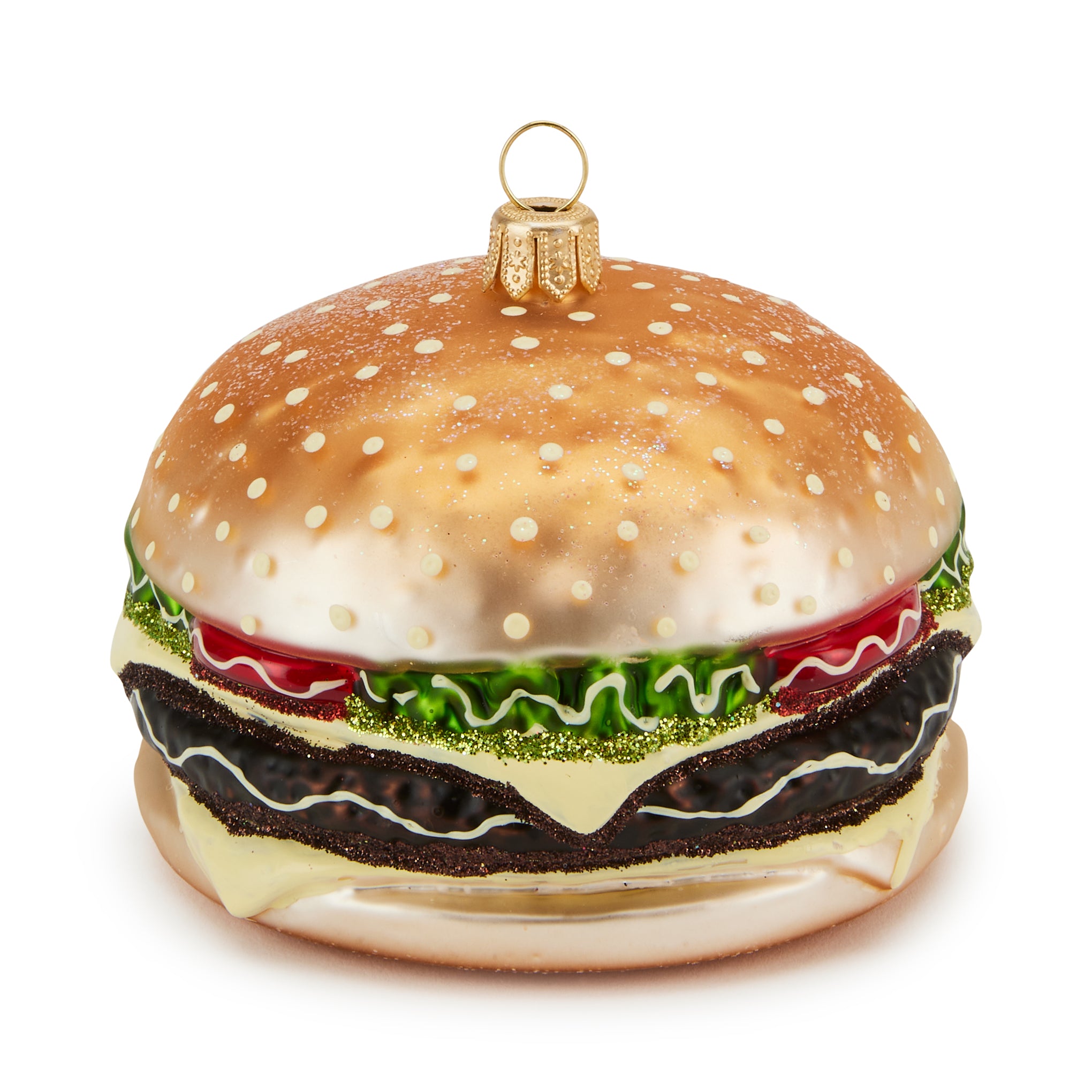 Hand-Painted NYC Hamburger Glass Christmas Ornament