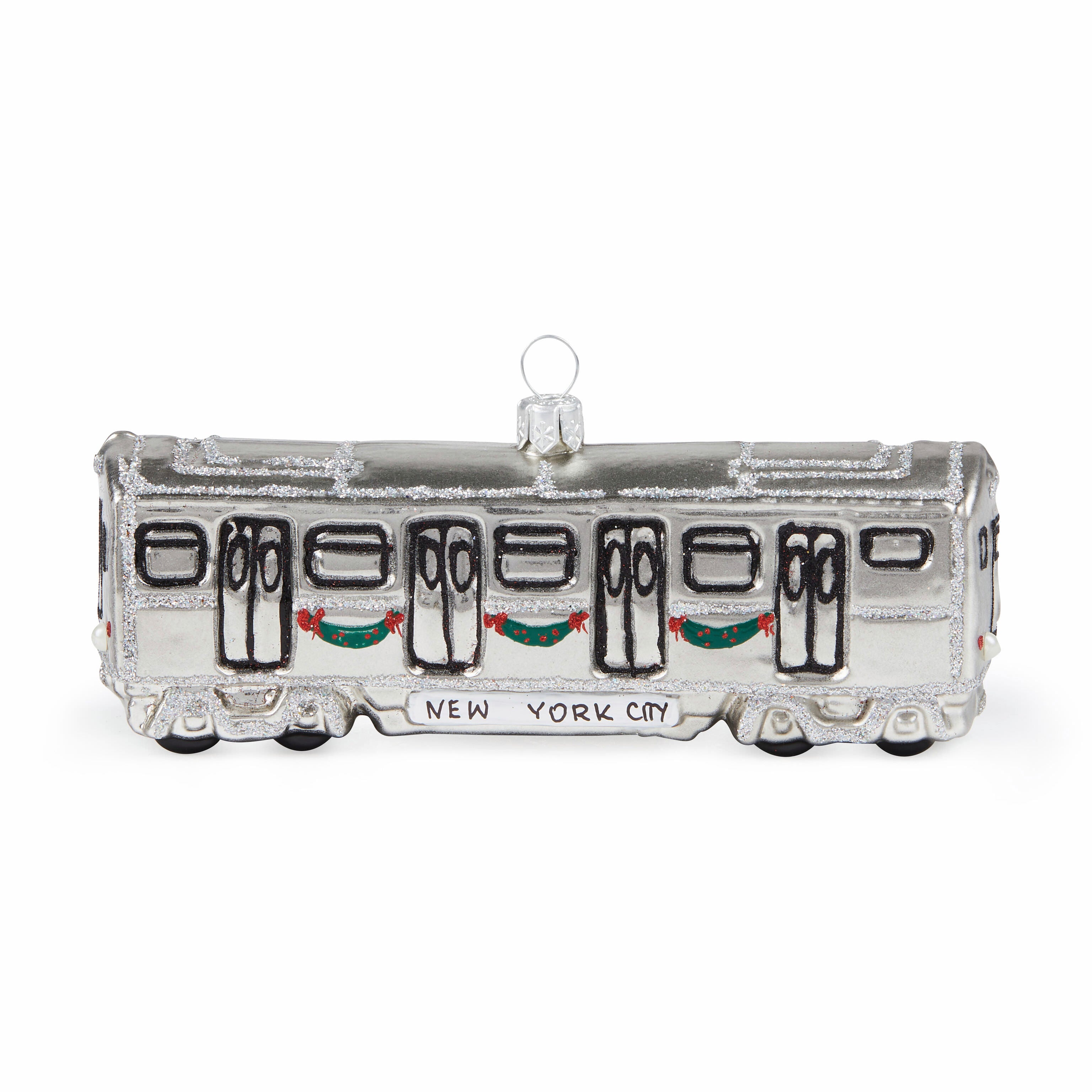 Hand-Painted NYC Subway Glass Christmas Ornament