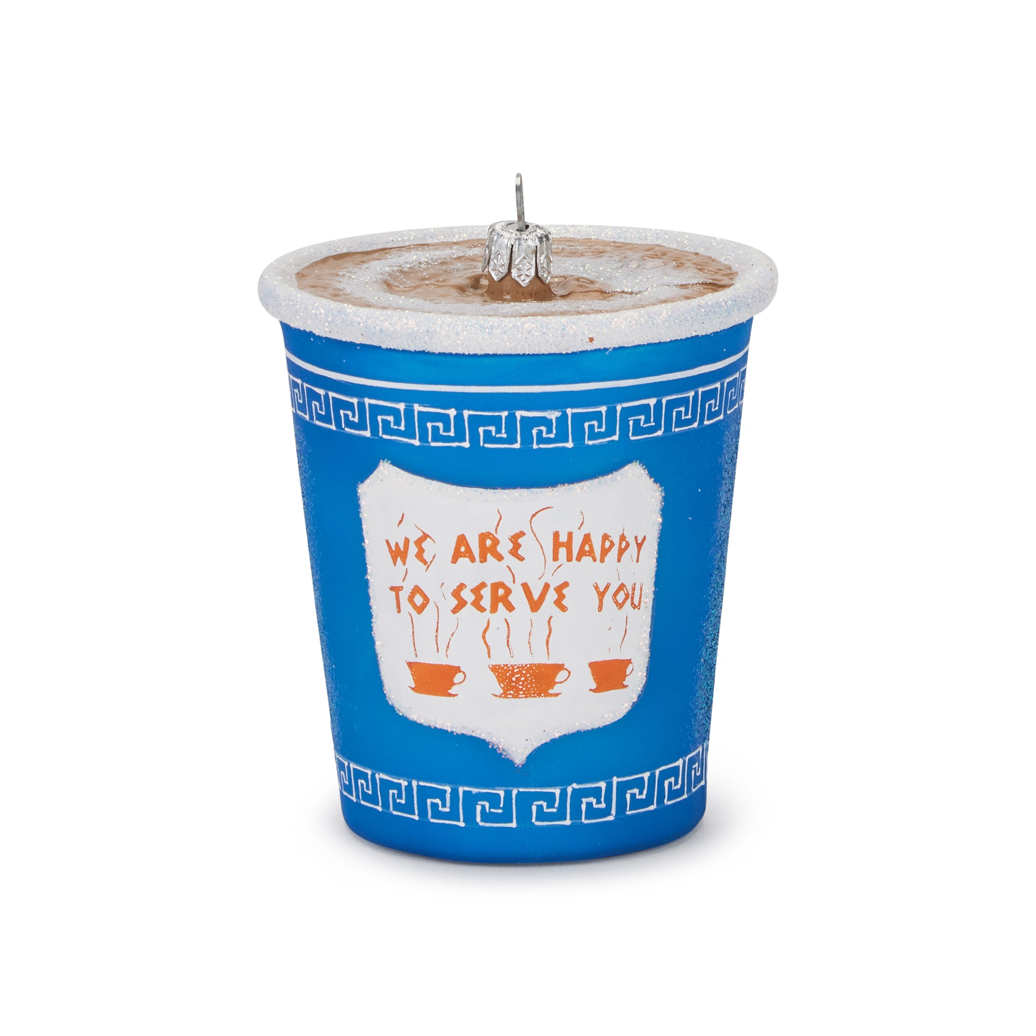 Hand-Painted Greek Diner Cup Glass Ornament