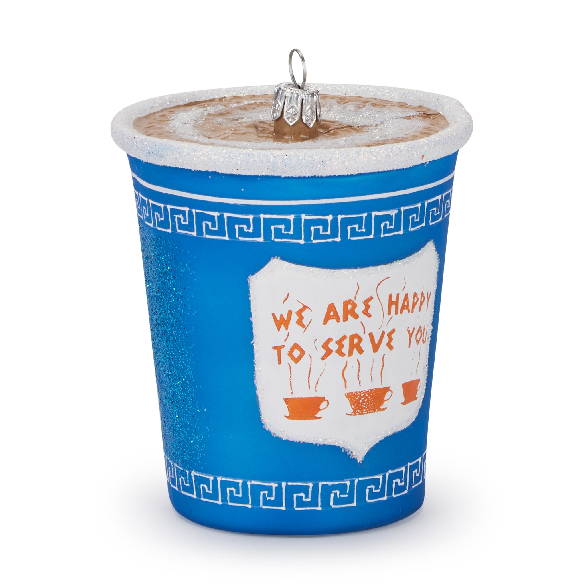 Hand-Painted Greek Diner Cup Glass Ornament
