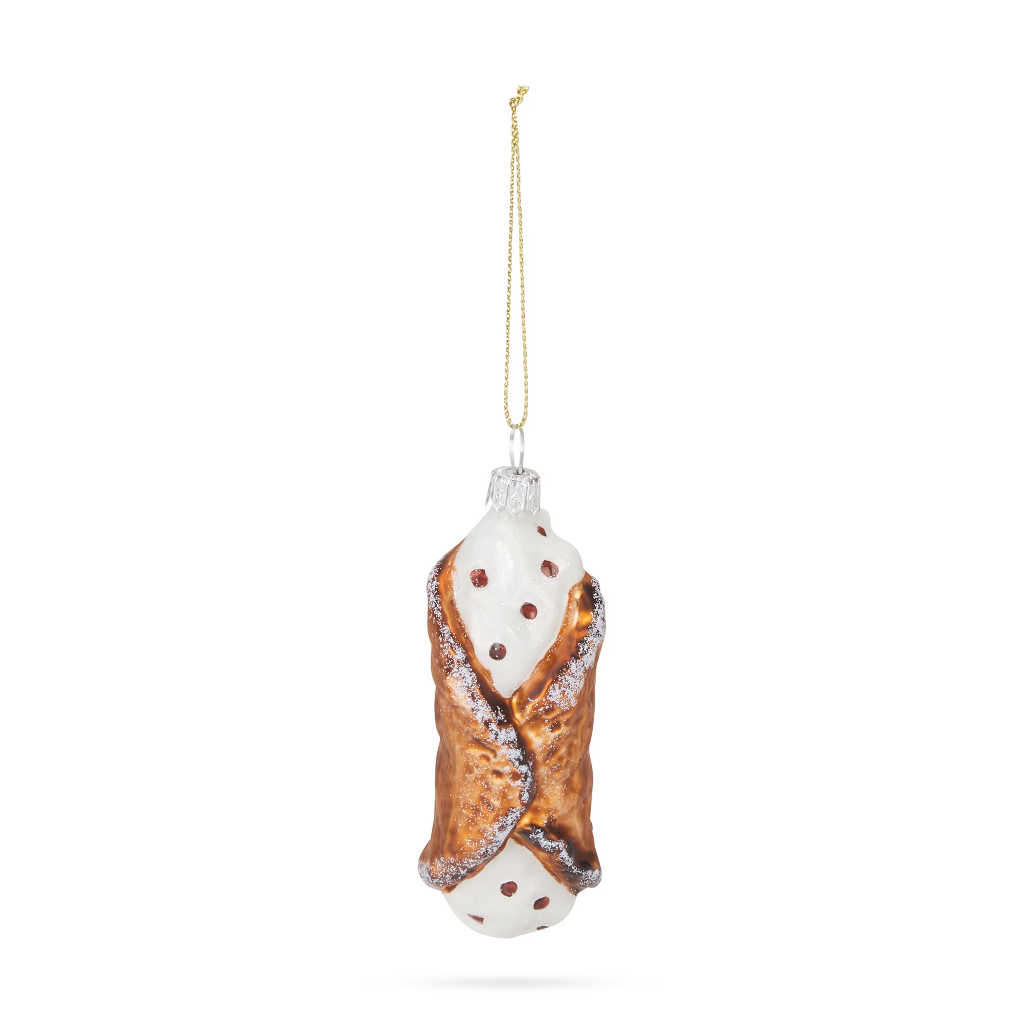 Hand-Painted Cannoli Glass Christmas Ornament – 4” Holiday Decor
