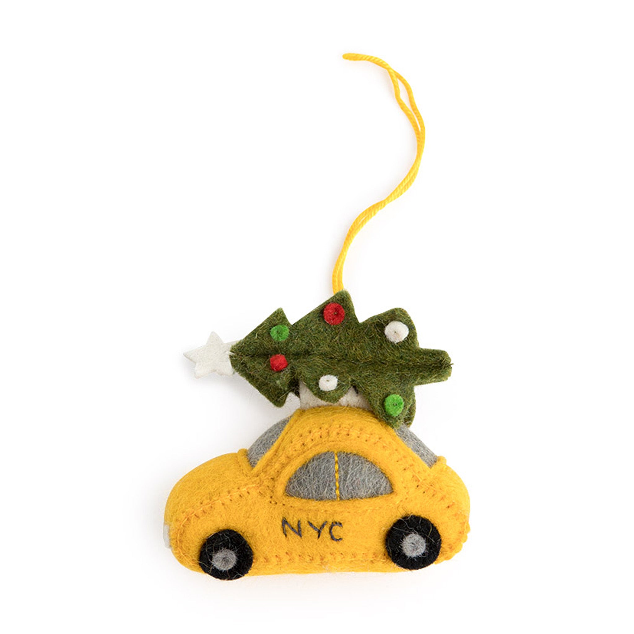 Handcrafted NYC Taxi Felt Christmas Ornament